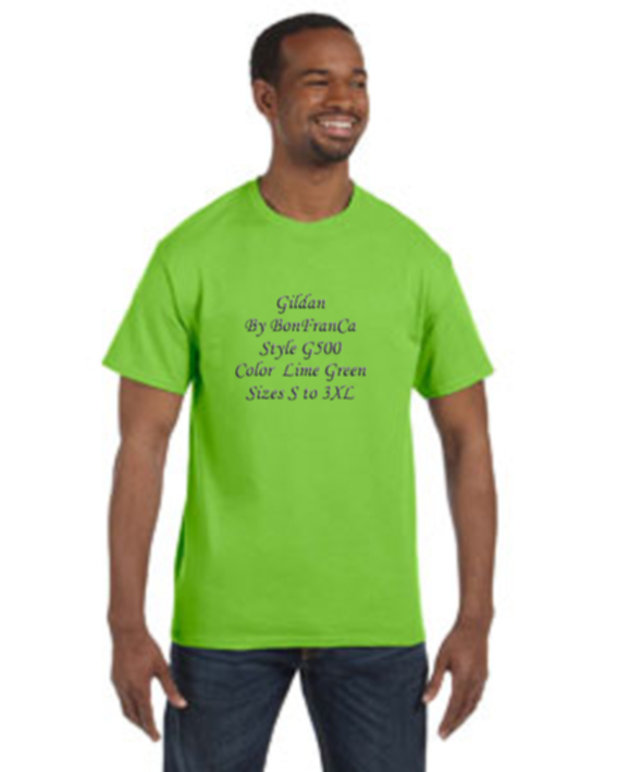 Gildan G500 Lime Green s/s T-shirt Heavy Cotton G5000 verde Limon Z7 A1