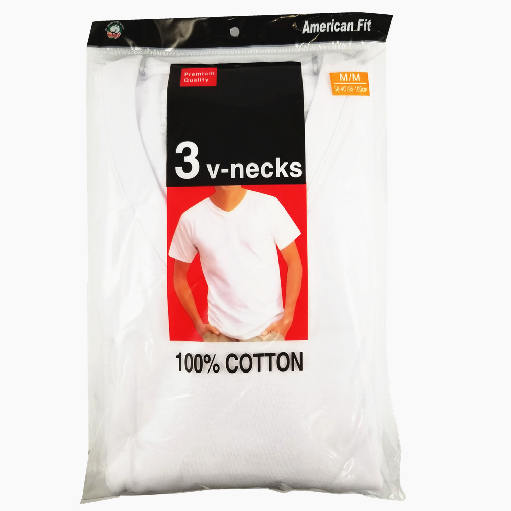 Lot 3 Pack Mens 100% Cotton Tagless V-Neck T-Shirts Undershirts Tee Shirts White