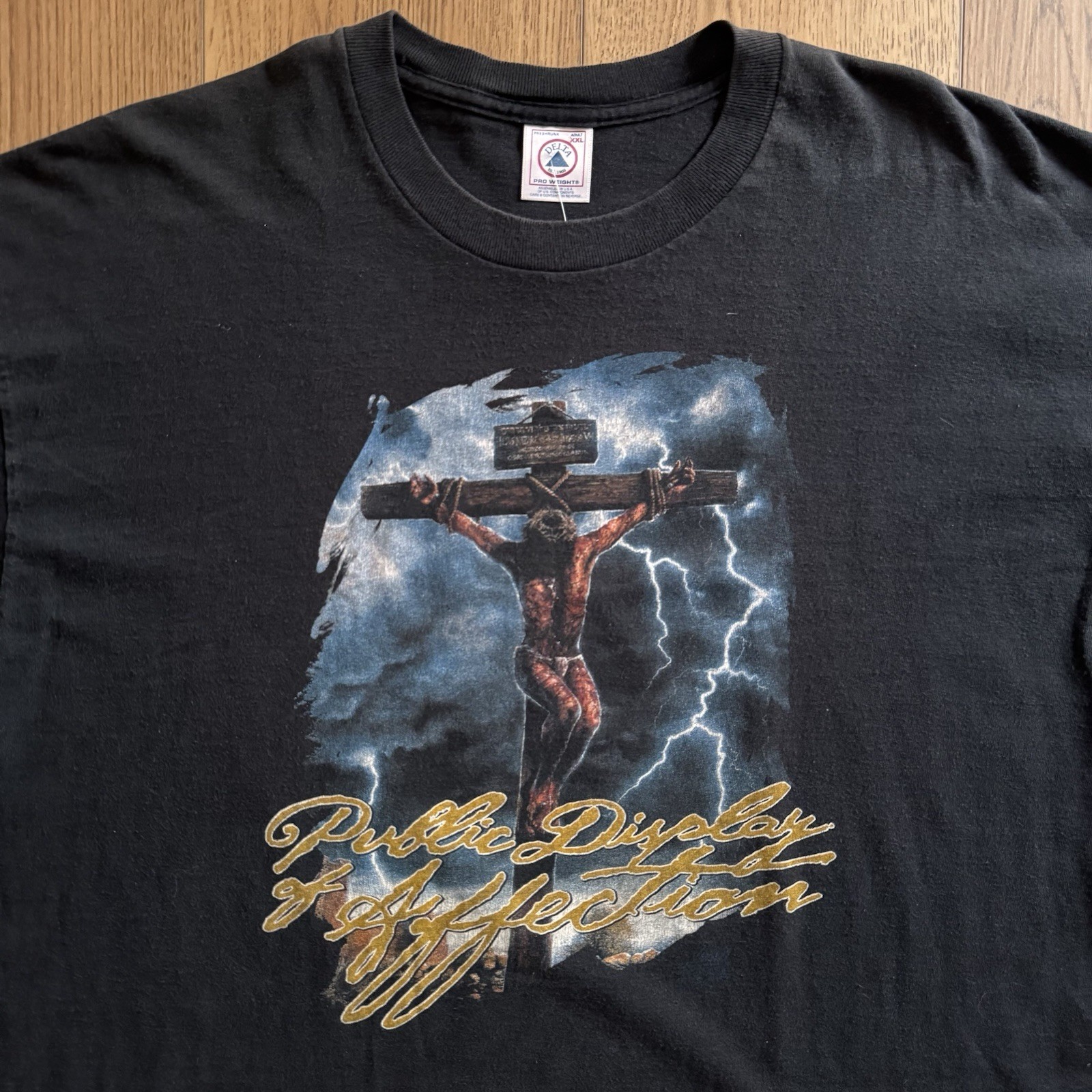 Vintage Living Epistles Public Display Jesus Black Mens XL Shirt USA Lightning