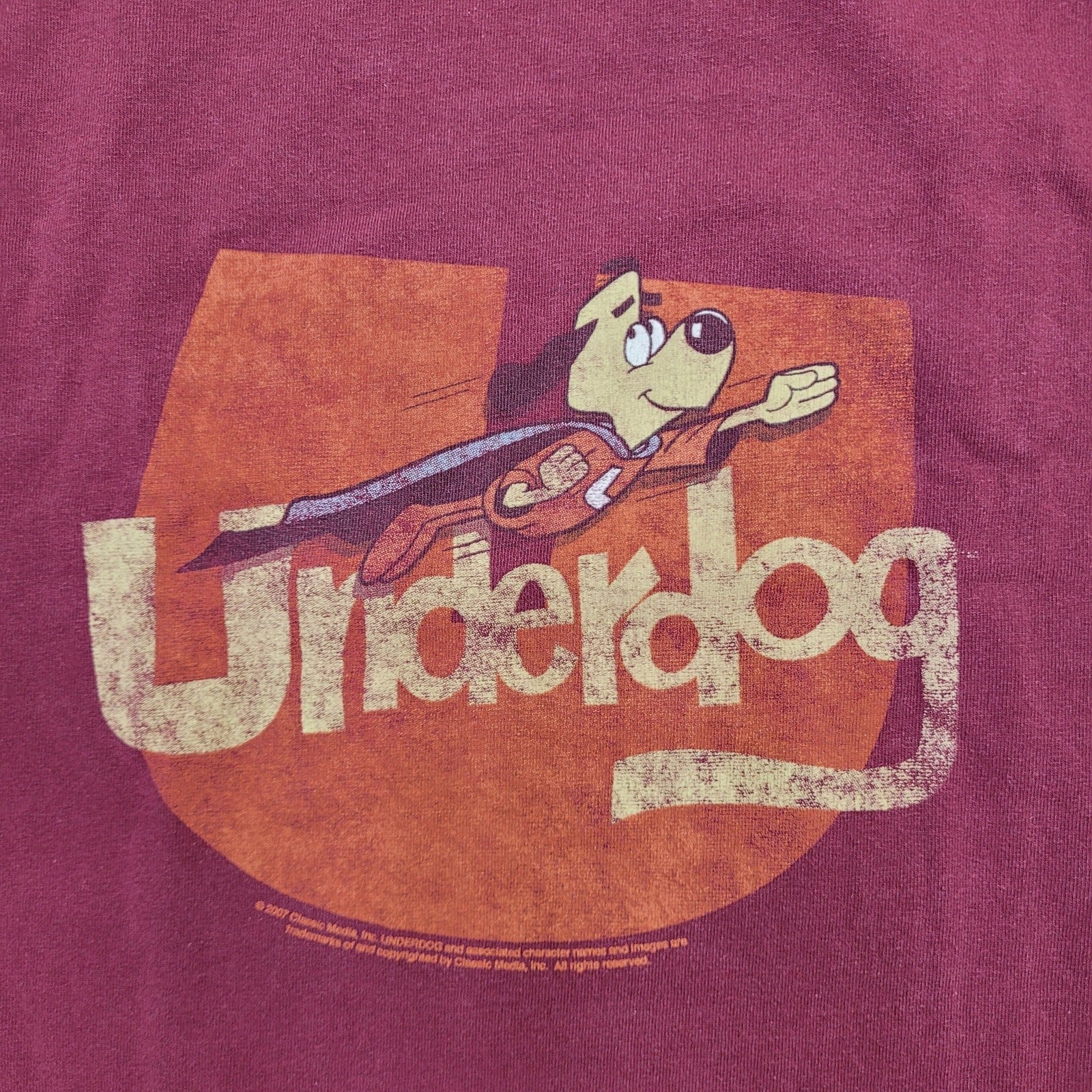 Under-Dog Superhero TV-Show Shirt M/L 21×27 Maroon Retro