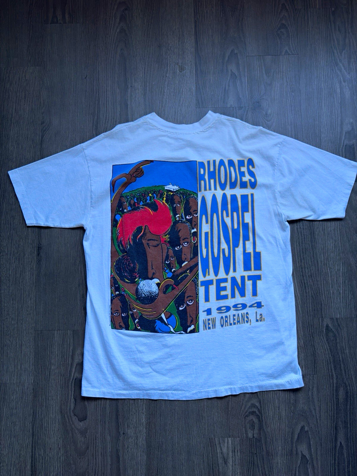 90s VINTAGE RHODES GOSPEL TENT 1994 NEW ORLEANS LA R&B RAP TEE