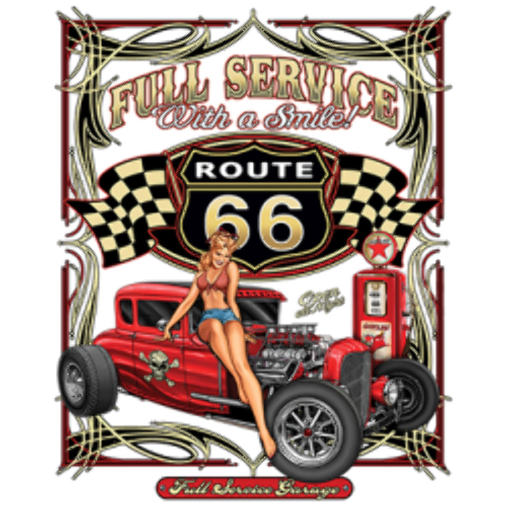 Adult DryBlend® T-Shirt – ( FULL SERVICE ROD ROUTE 66 – HOT ROD / PIN-UP / HOTTI