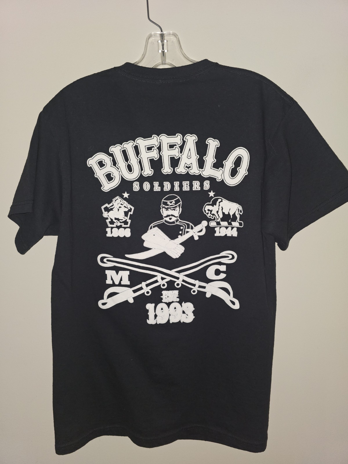 Buffalo Soldiers MC Large Mens Black Double-sided Graphic Logo Tshirt