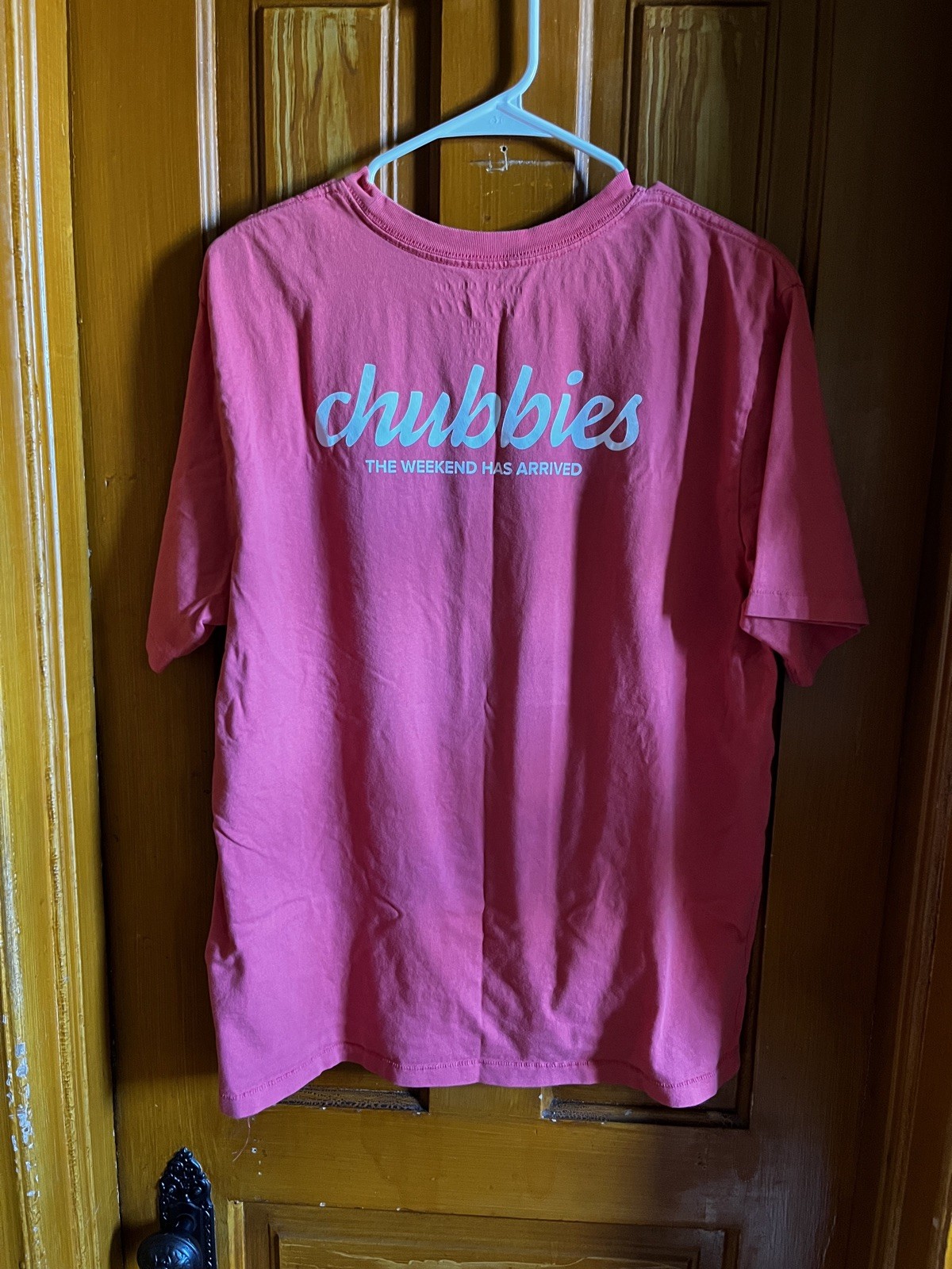 Chubbies The Weekend Has Arrived Graphic Pink Pocket Tshirt Cotton Size Large