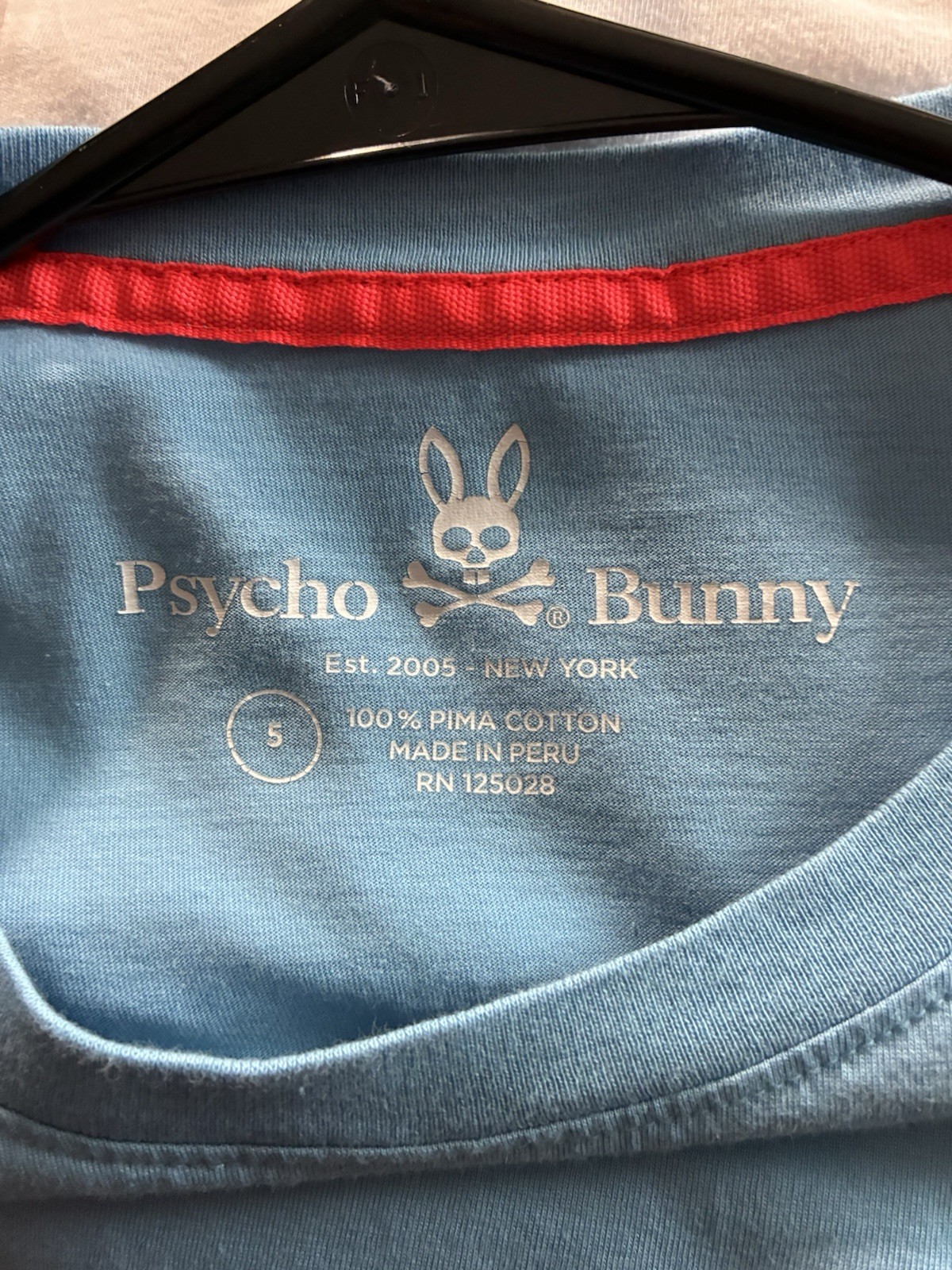 Psycho Bunny Pima Cotton Blue Logo Contrasting Trim Men’s T-Shirt Size S