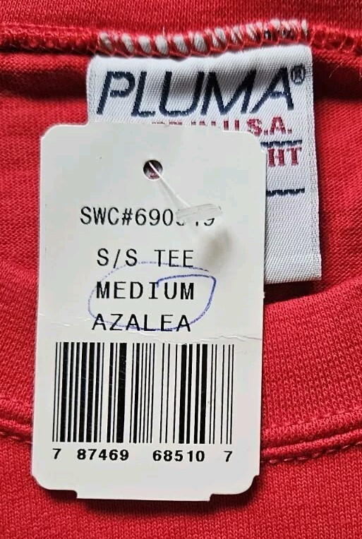 Vintage Pluma Red Heavyweight Cotton T-Shirt Men’s Size Medium Made In USA NWT