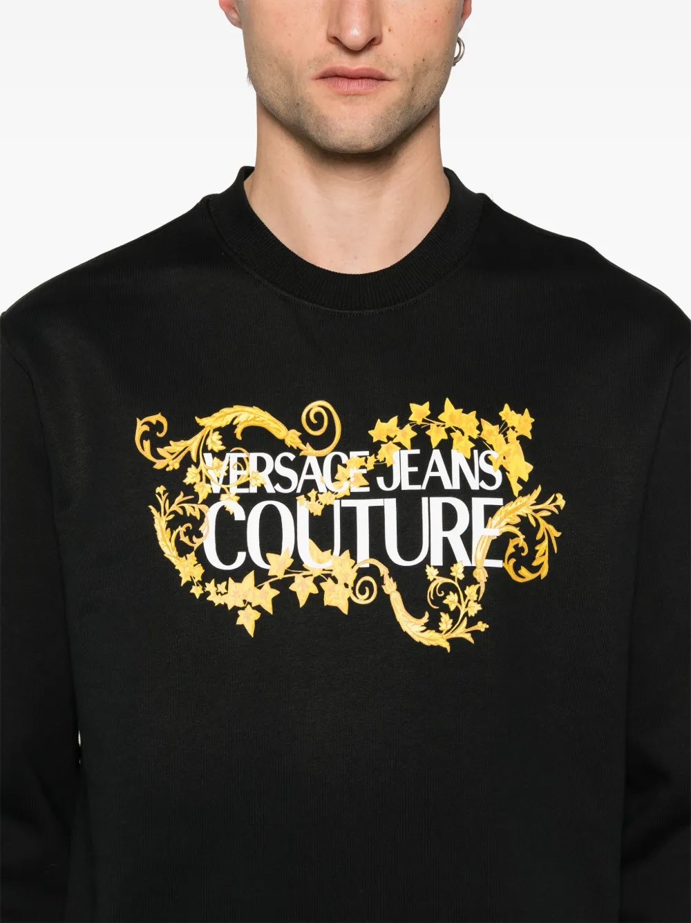 Versace Jeans Couture Black/Gold Cotton Mens Baroque Screen-printed sweatshirt