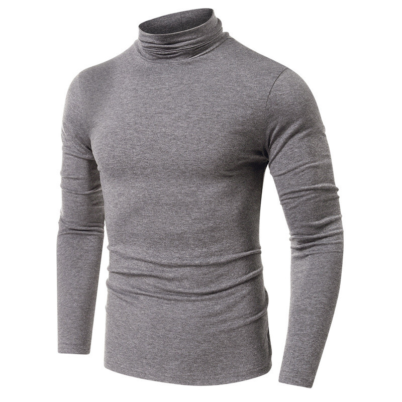 Zonbailon men’s t-shirt high collar bottomed shirt long sleeve slim fit Autumn
