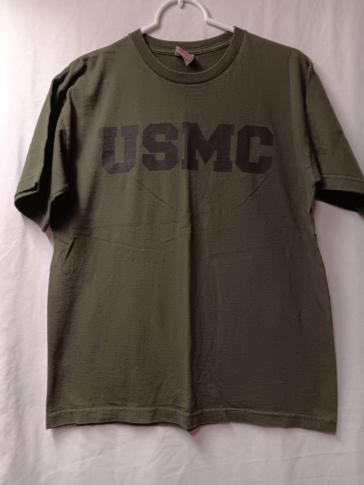 Vintage USMC Marine Corps Shirt Mens Med. OD Green Cotton Made in USA