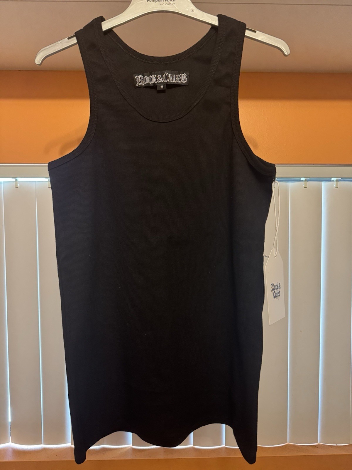 Rock & Caliber Men’s Black Cotton Ribbed Logo Crew Neck Sleeveless T-Shirt M
