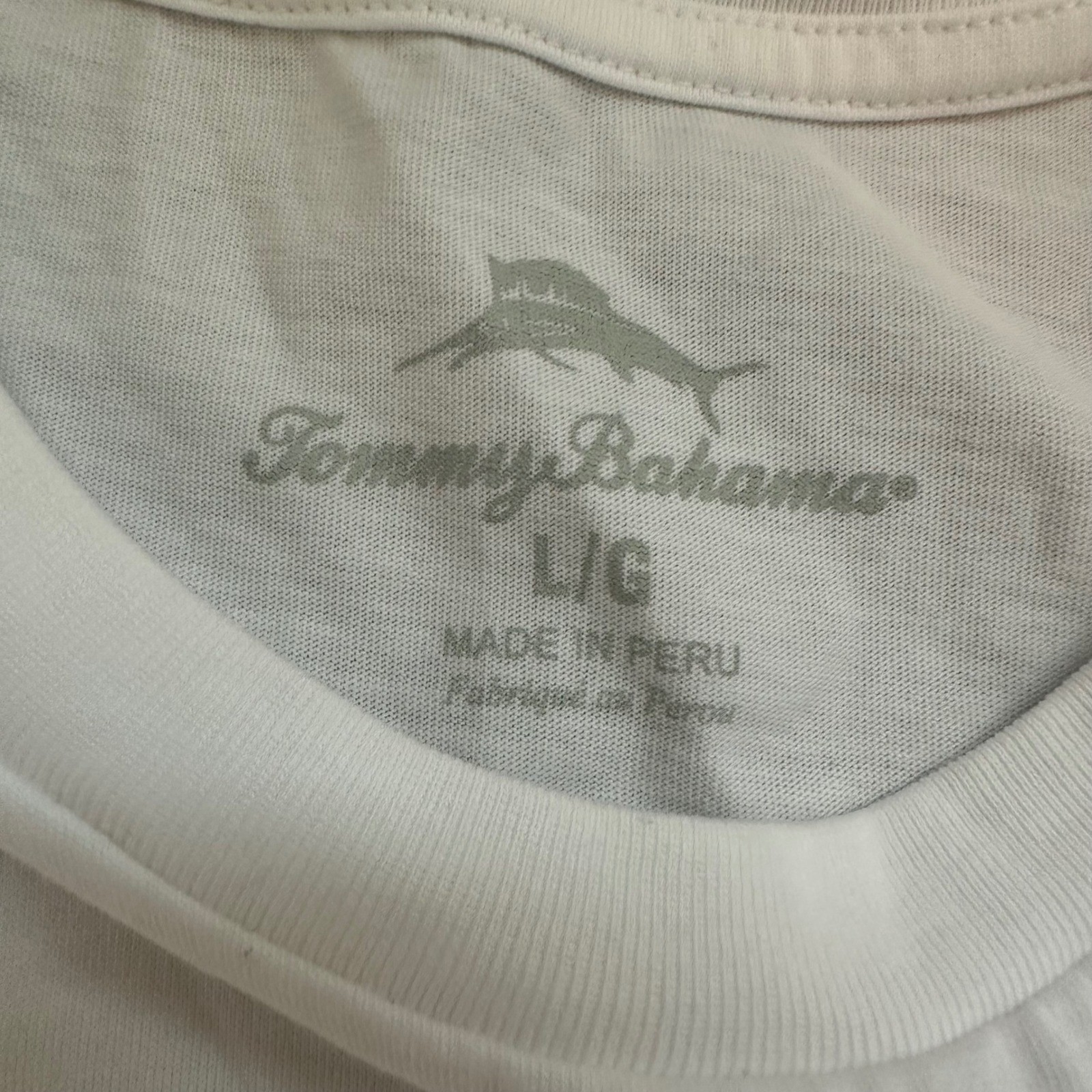 Tommy Bahama Time To Reflect Beach Graphic T-Shirt Large White Palm Tree Back