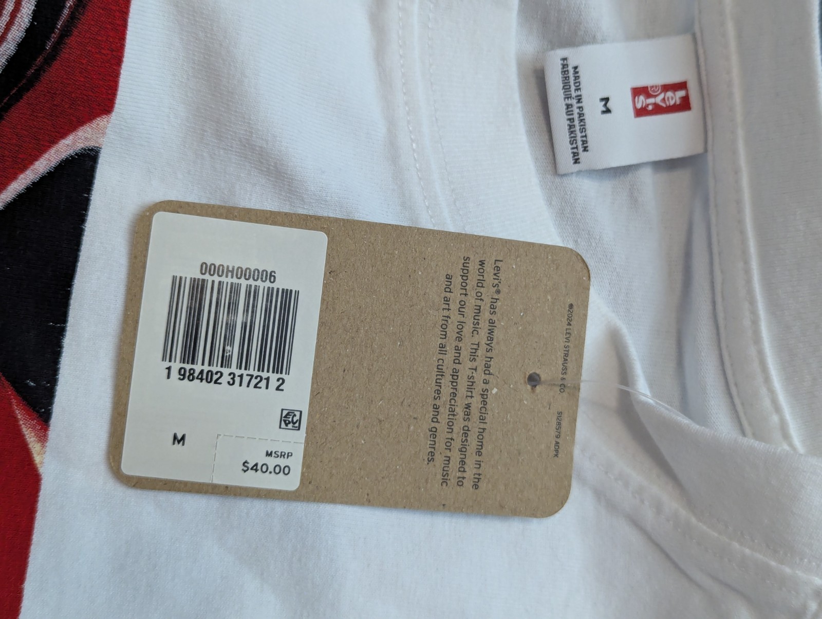 Levi’s oasis Union Jack Logo Band Shirt Mens M White