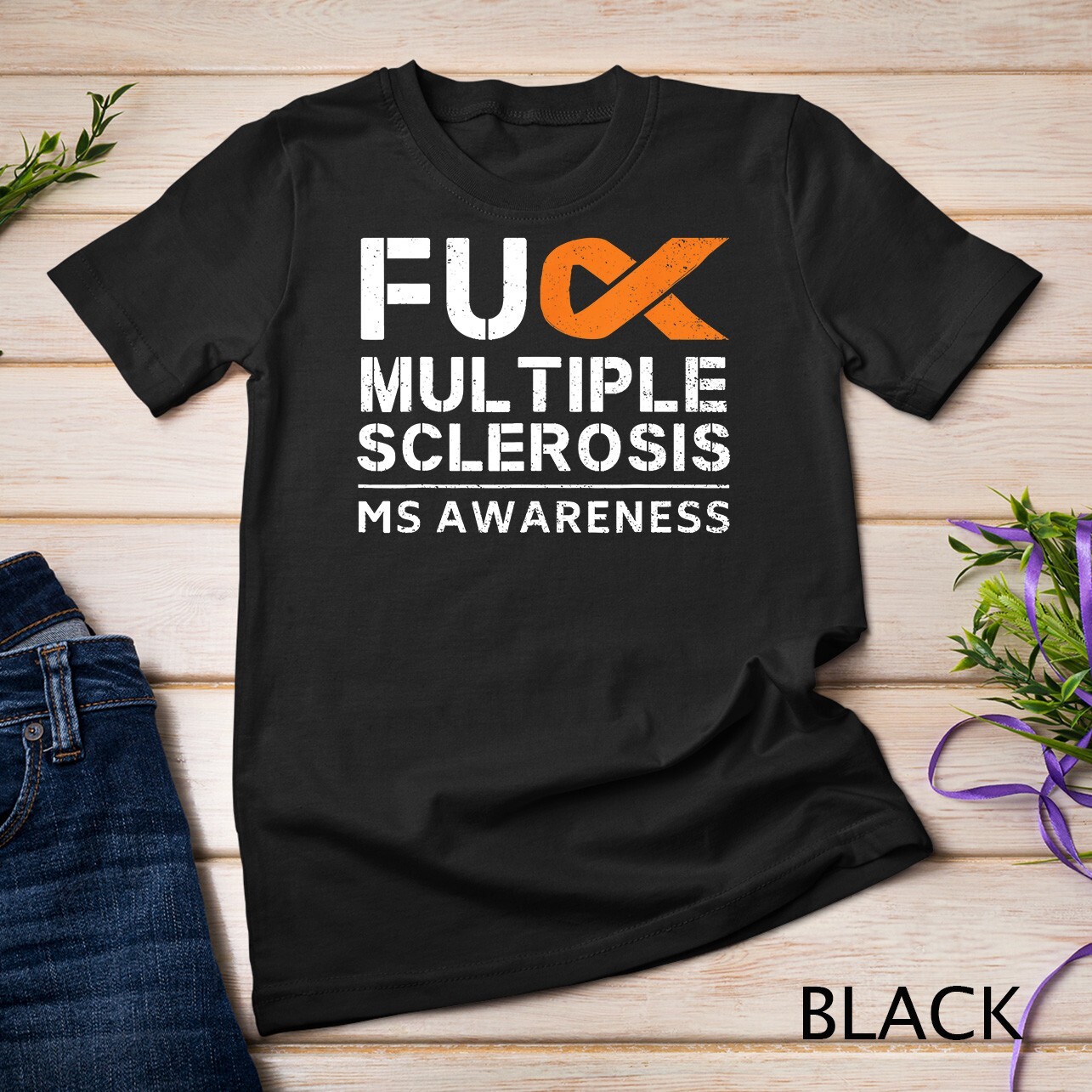 Multiple Sclerosis MS Awareness Support Ribbon Unisex T-shirt