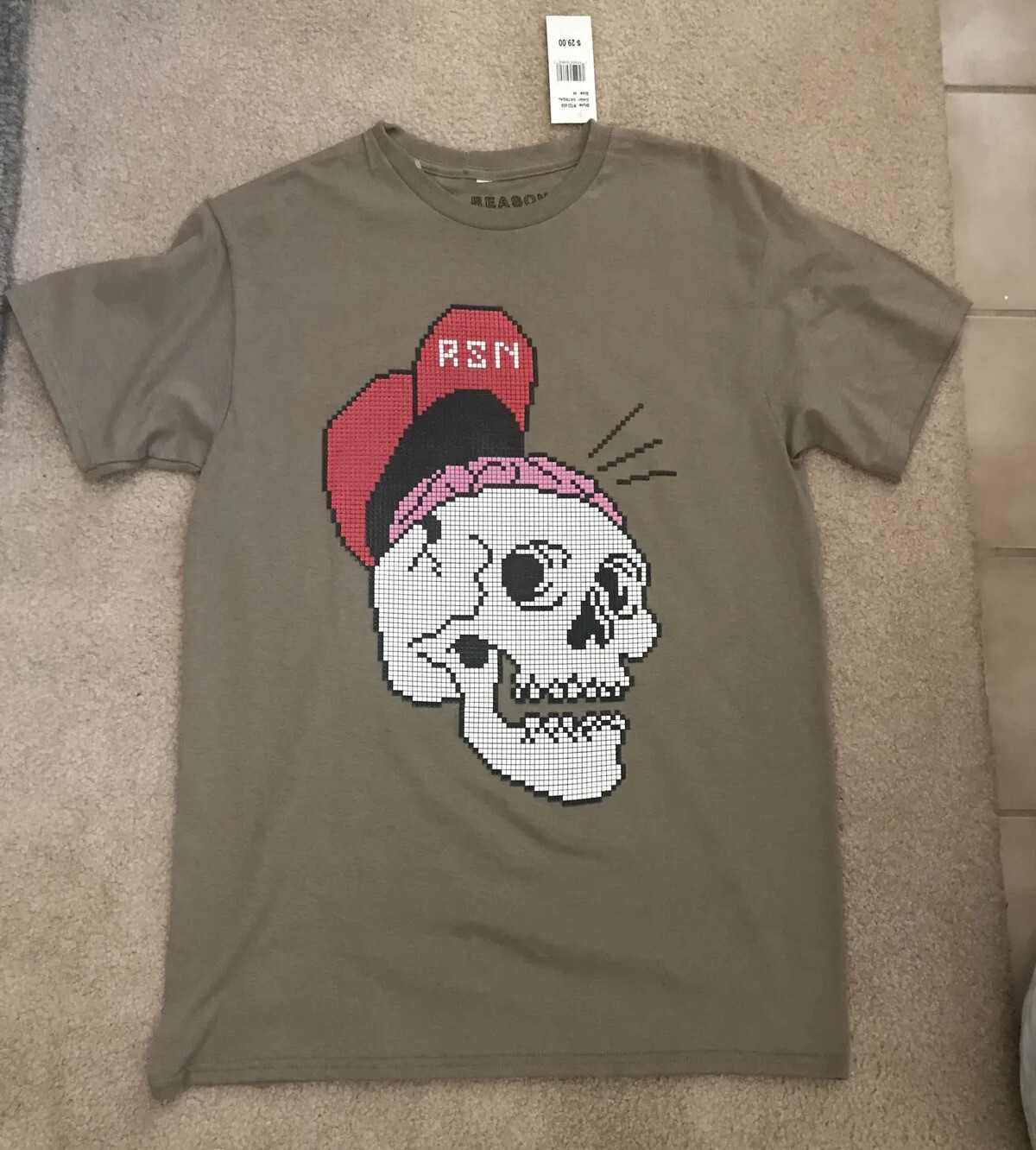NWT. Reason Shirt Mens Size Medium. Skull w/cap & Brains. HTV print.