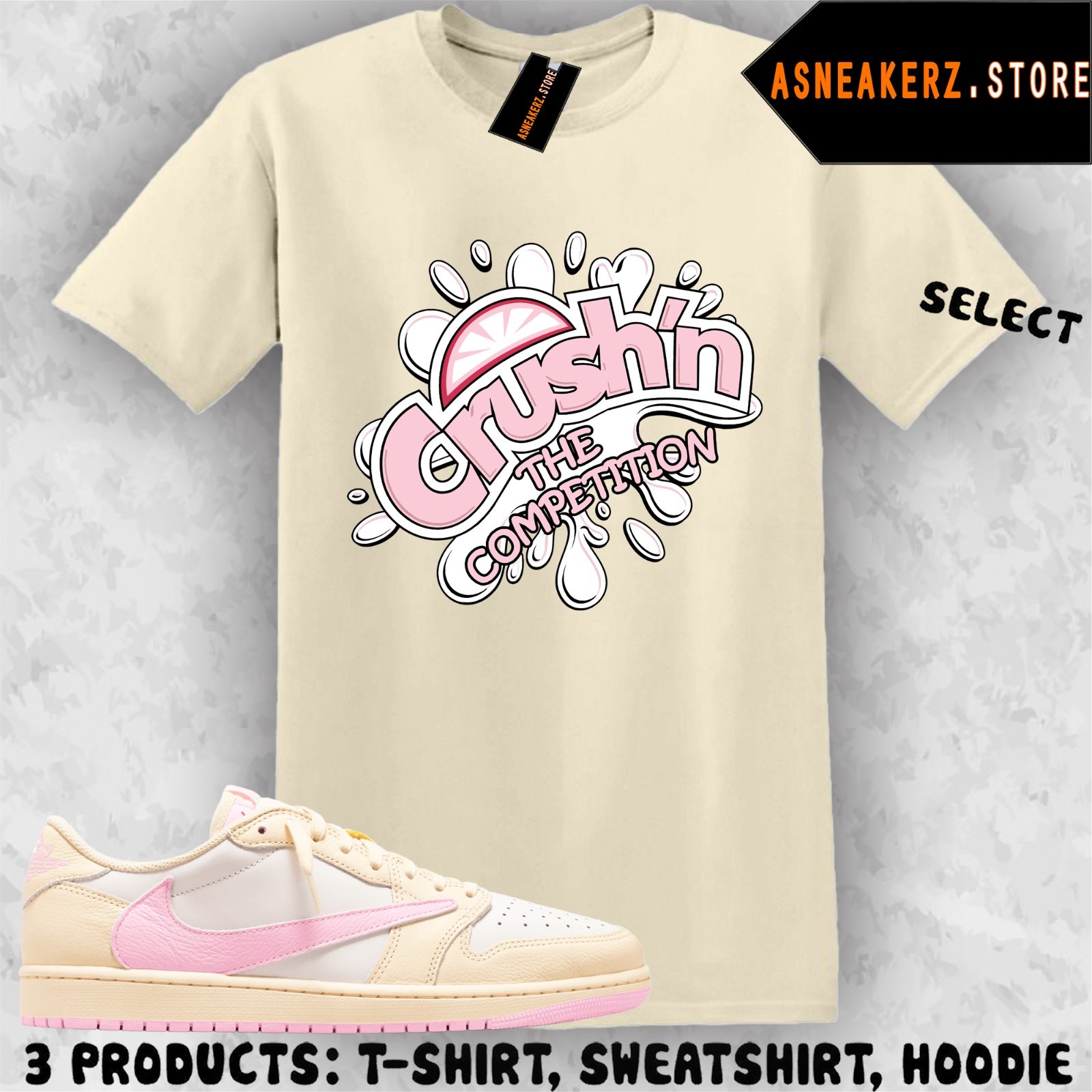 Shirt Matching Travis Scott AJ 1 Low Shy Pink Match Sneaker Fresh Crush T-Shirt