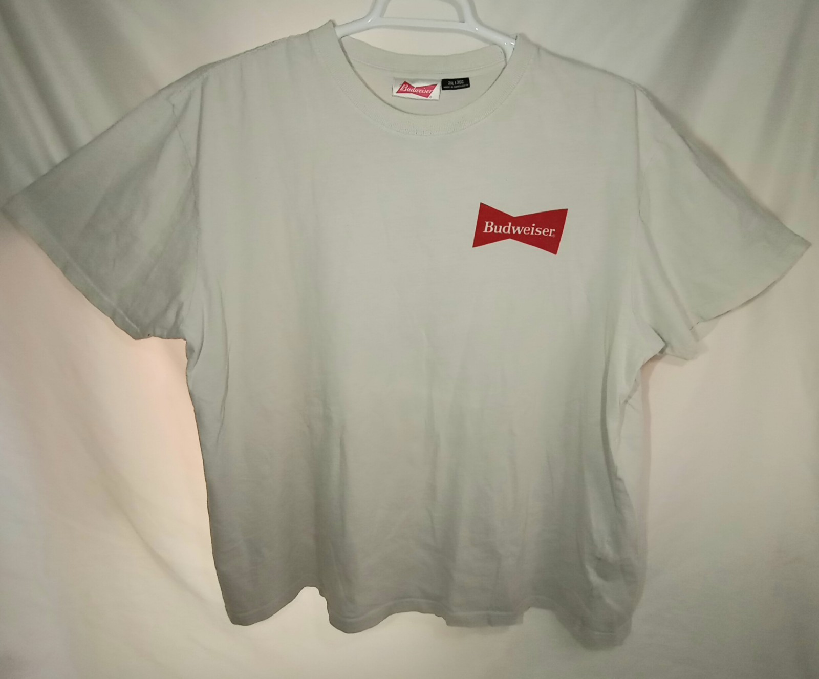 Vtg Budweiser Tagged Shirt 90s Maybe 80s 2XL Thin Distressed King Of Beers White