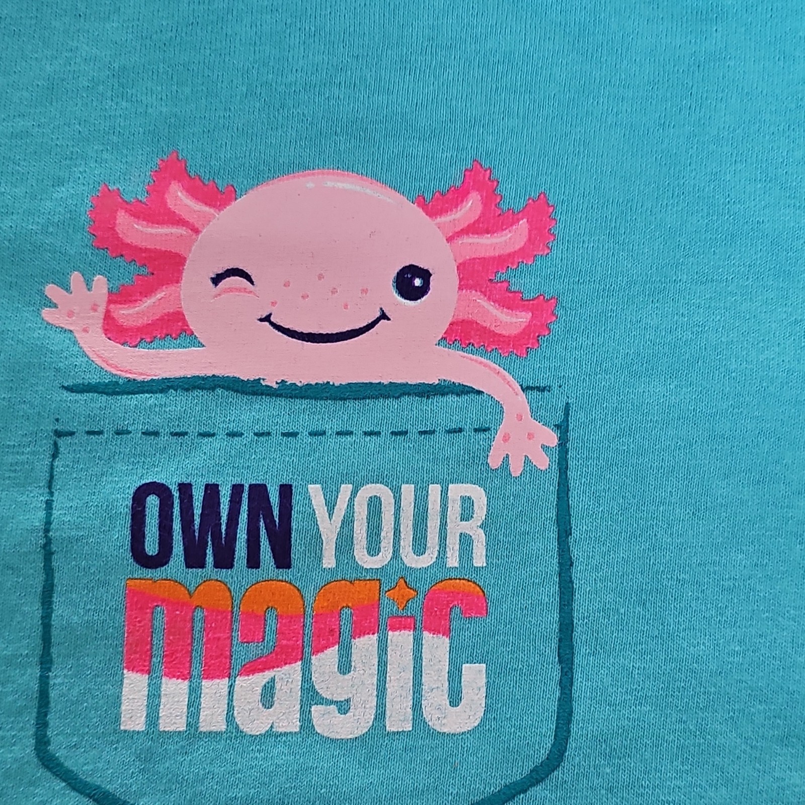 Girlscouts Turquoise Axolotl T-Shirt Own Your Magic Cotton Crew Neck Size S
