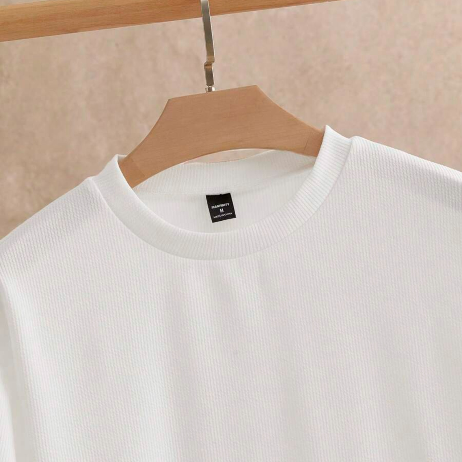 Men Drop Shoulder T-Shirt Versatile Casual Round Neck Half Sleeve Solid Colr Tee