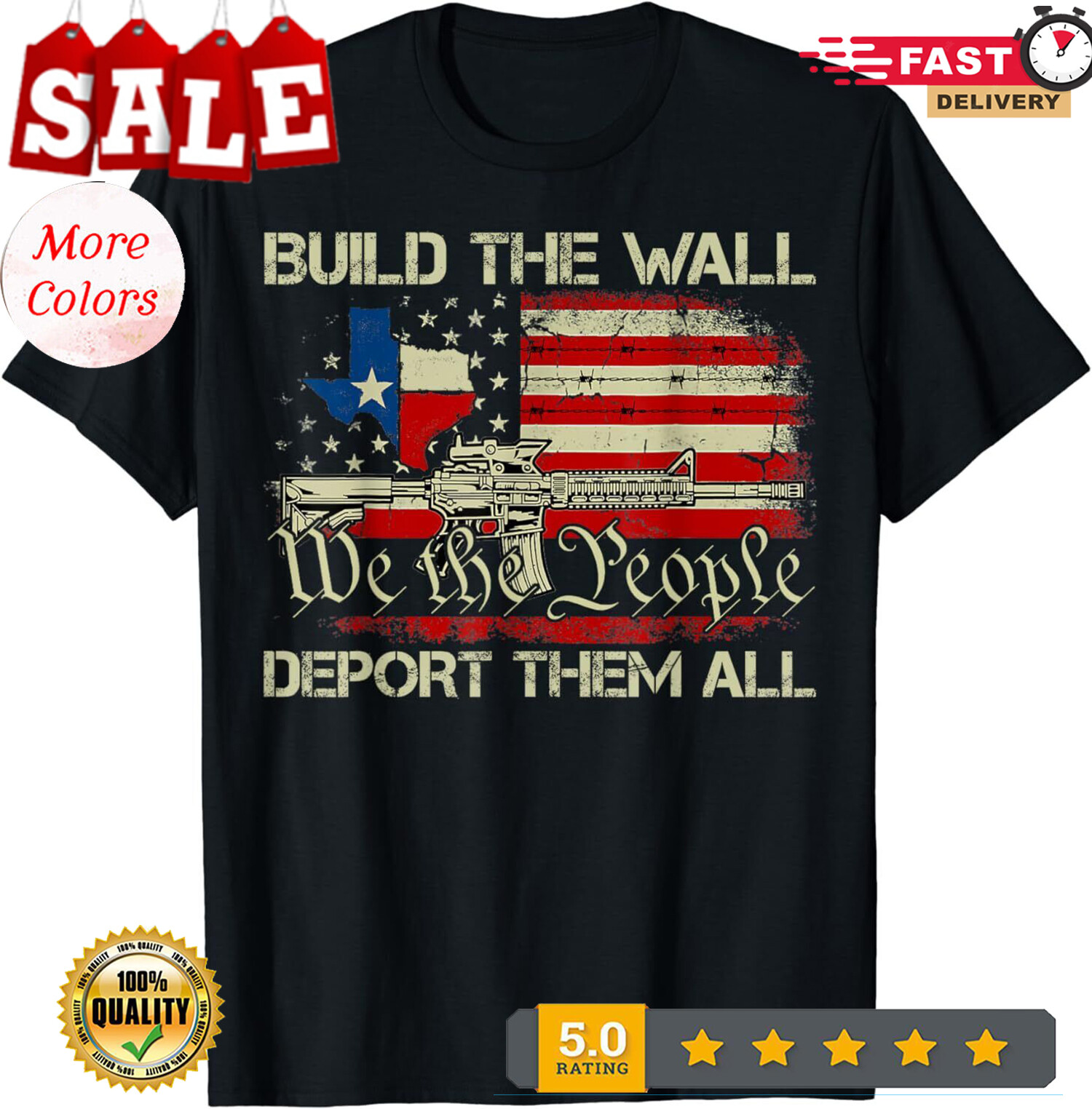 2025/Funny Build The Wall Shirt Build The Wall Deport Them All T-Shirt.