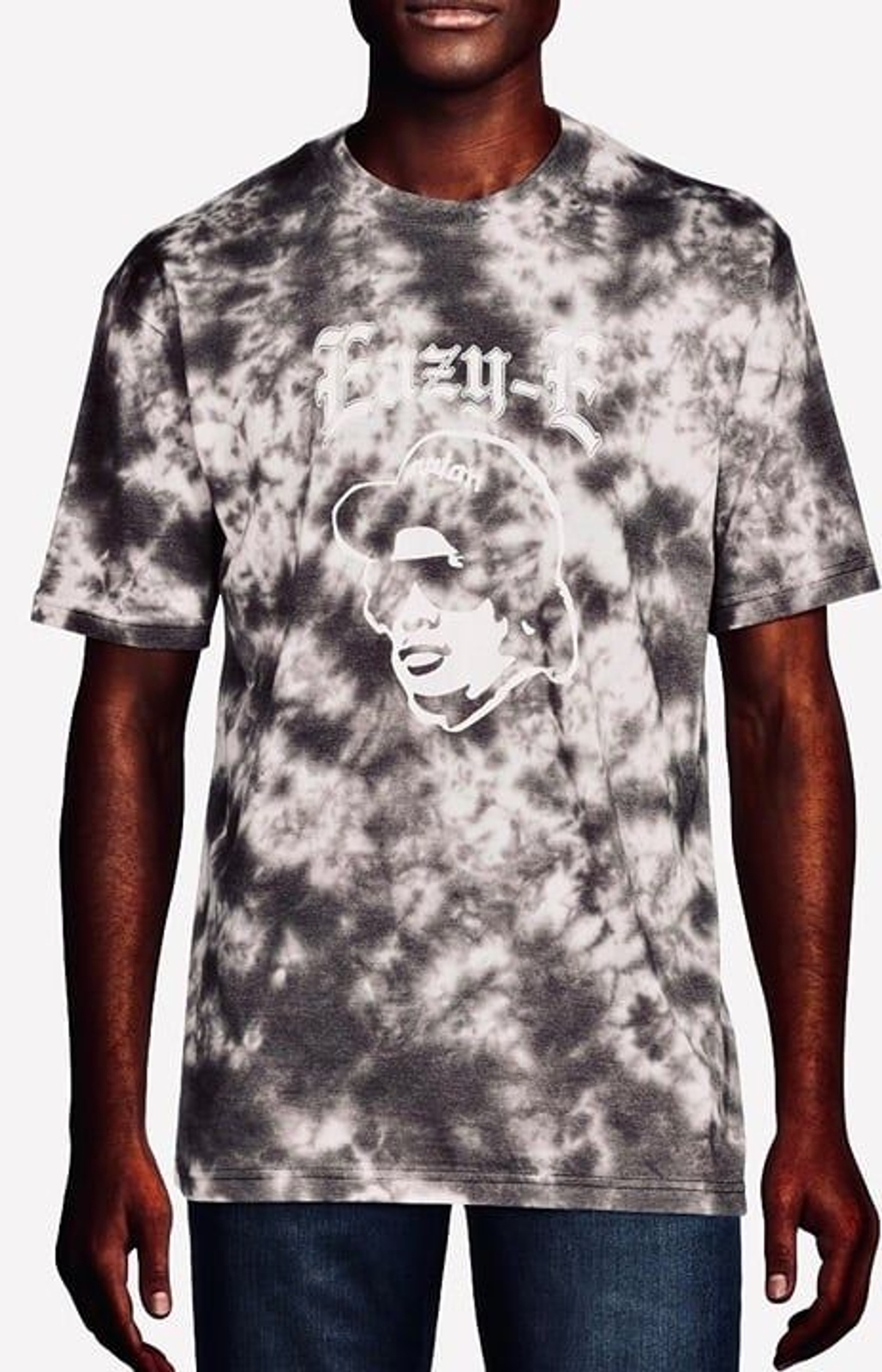 Eazy E Charcoal Sky Tie Dye Big Men’s Graphic Tee soft feel short sleeve Gray