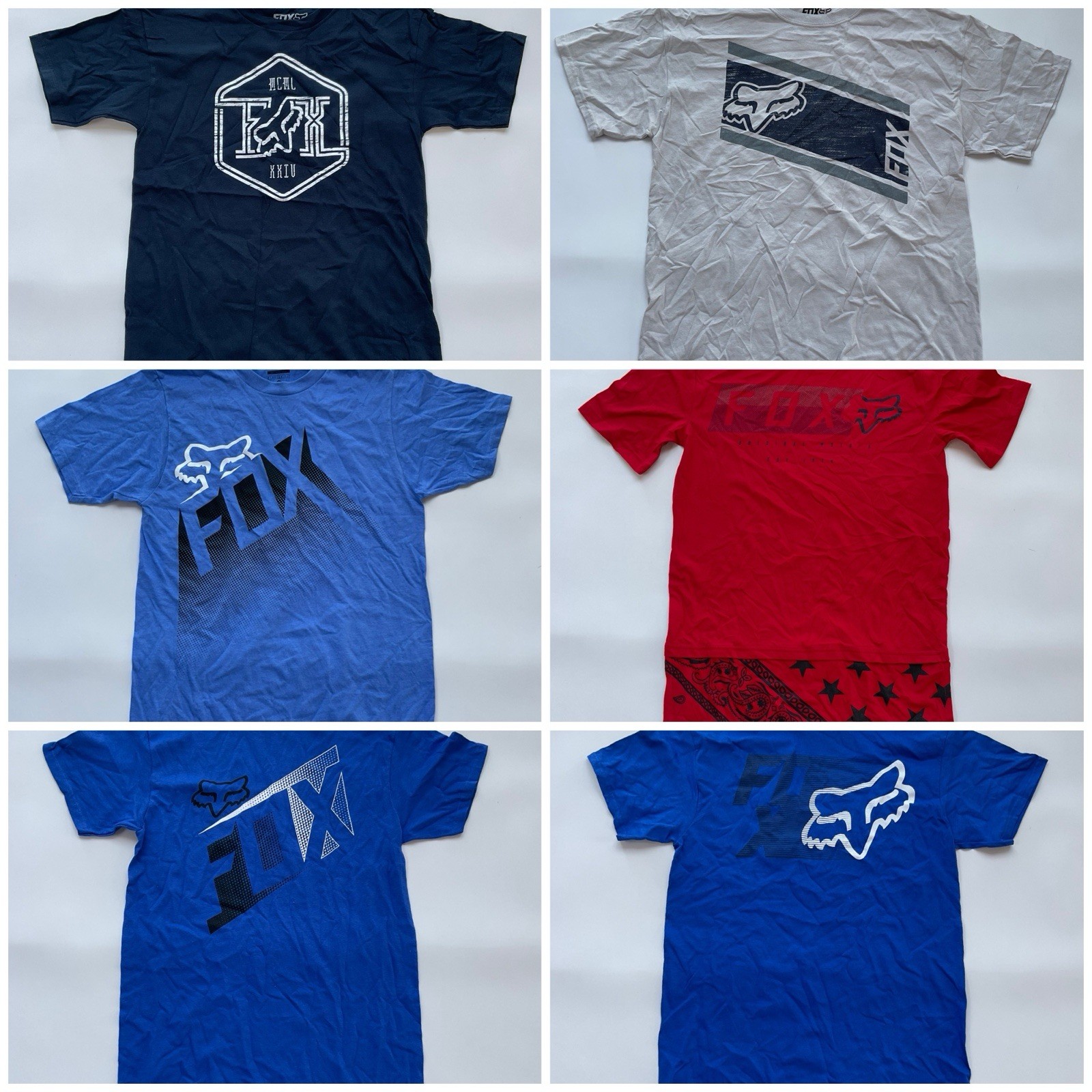Fox Racing Men’s Lot Of “6” Pcs T-Shirts Short Sleeves In Multicolors Size S