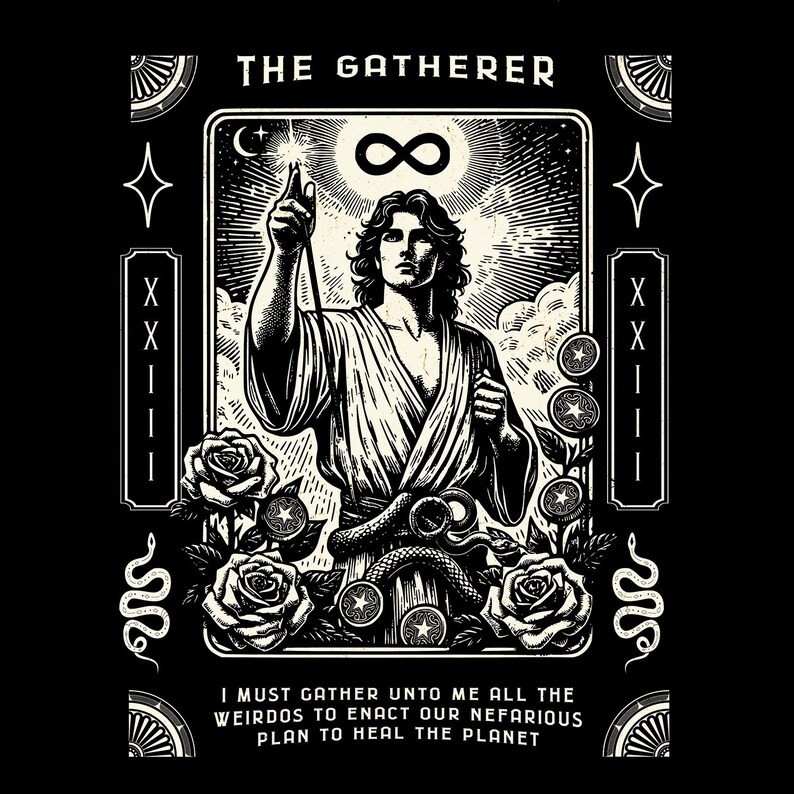 The Gatherer Tarot T-Shirt | Occult Art, Gothic Boho Graphic Tee