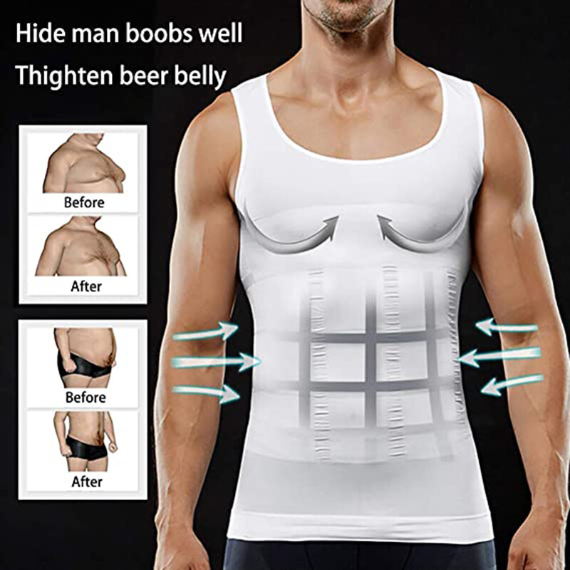 Men Top Slimming Shirt Body Shaper Vest Compression Corsets Undershirt Shapewear