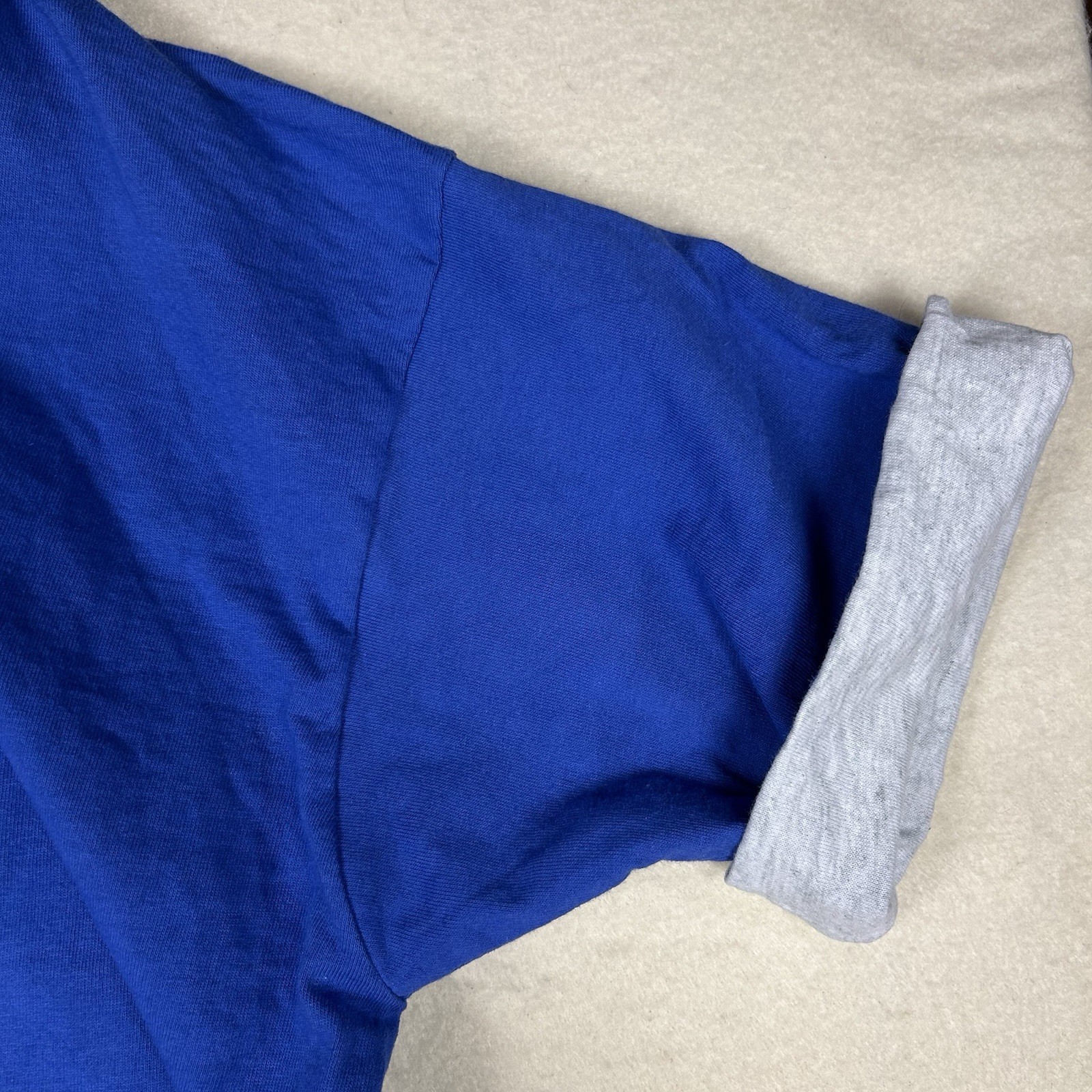 Vintage Single Stitch Double Cuff Fruit Of The Loom Blue Size Large Made In USA