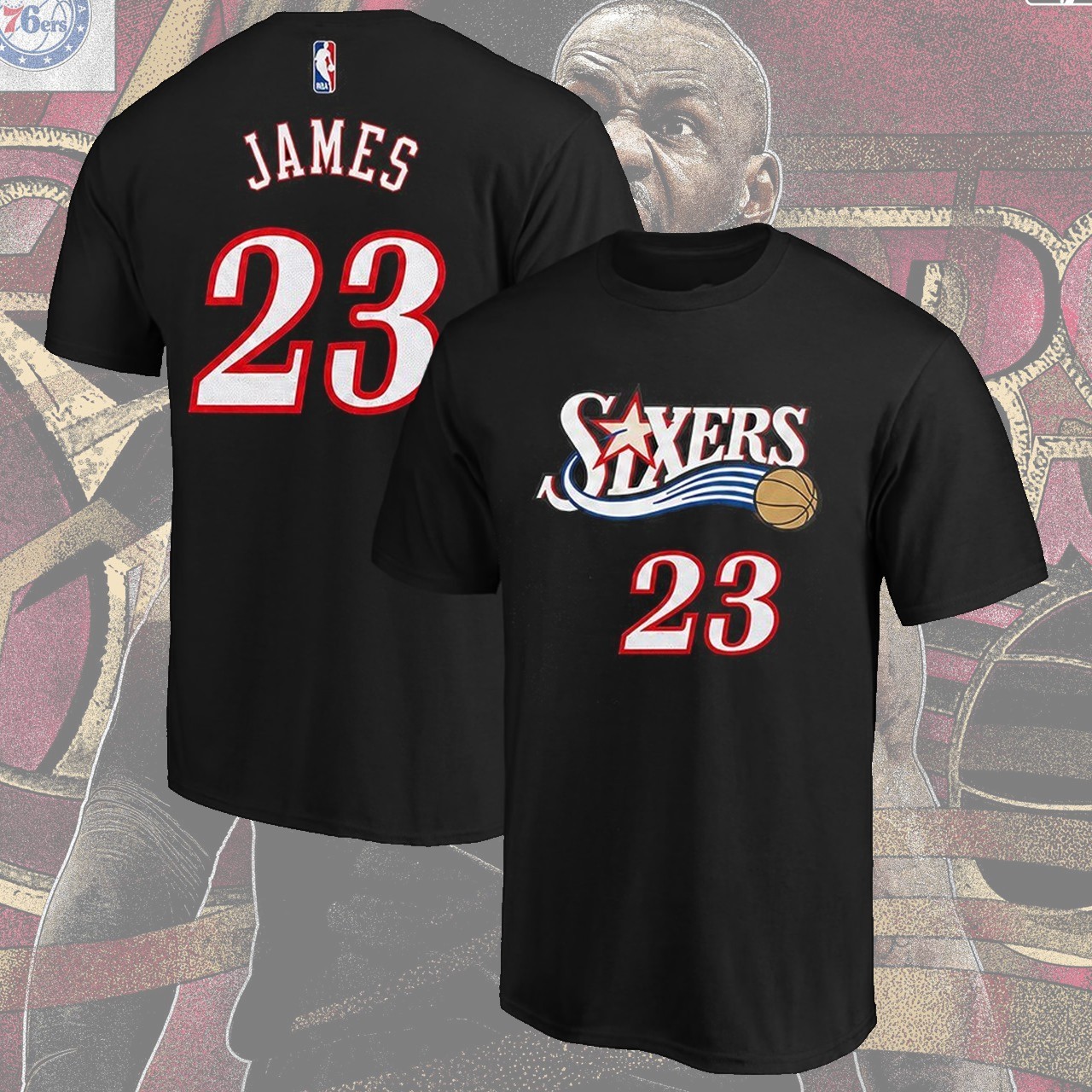 HOT! Welcome Lebron #23 James To Siixers Name & Number Palyers Gift Fan S-5XL