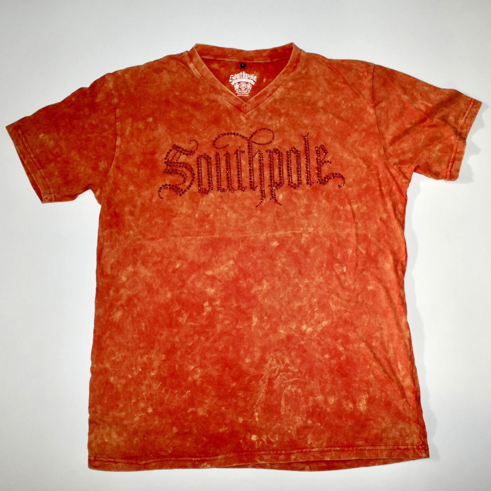 Southpole Y2K Orange Acid Tye Dye Mens LARGE Premium Jeweled T-Shirt EXCELLENT