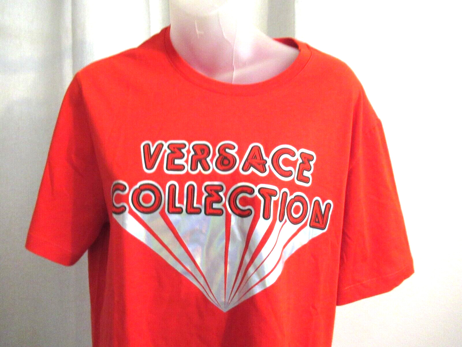 VERSACE COLLECTION Designer Girocollo Red Tee Shirt Medium NWT