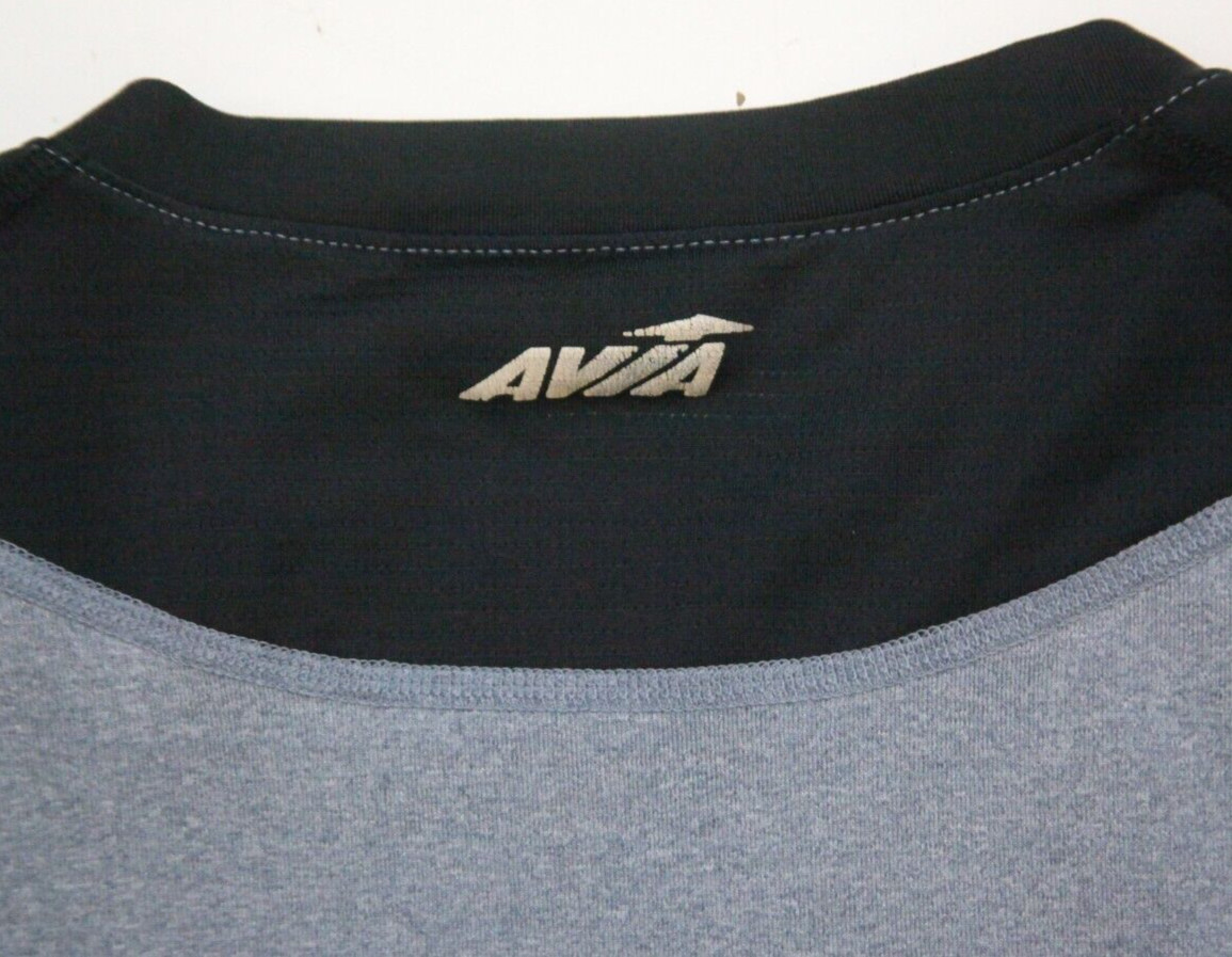 Large Avia Gray Black Polyester Spandex Men’s T-Shirt Short Sleeve Mans 1-234