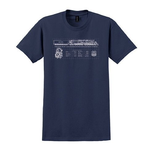 Big Boy 4014 Blueprint Navy Tshirt, Union Pacific Licenced Authentic Tshirt