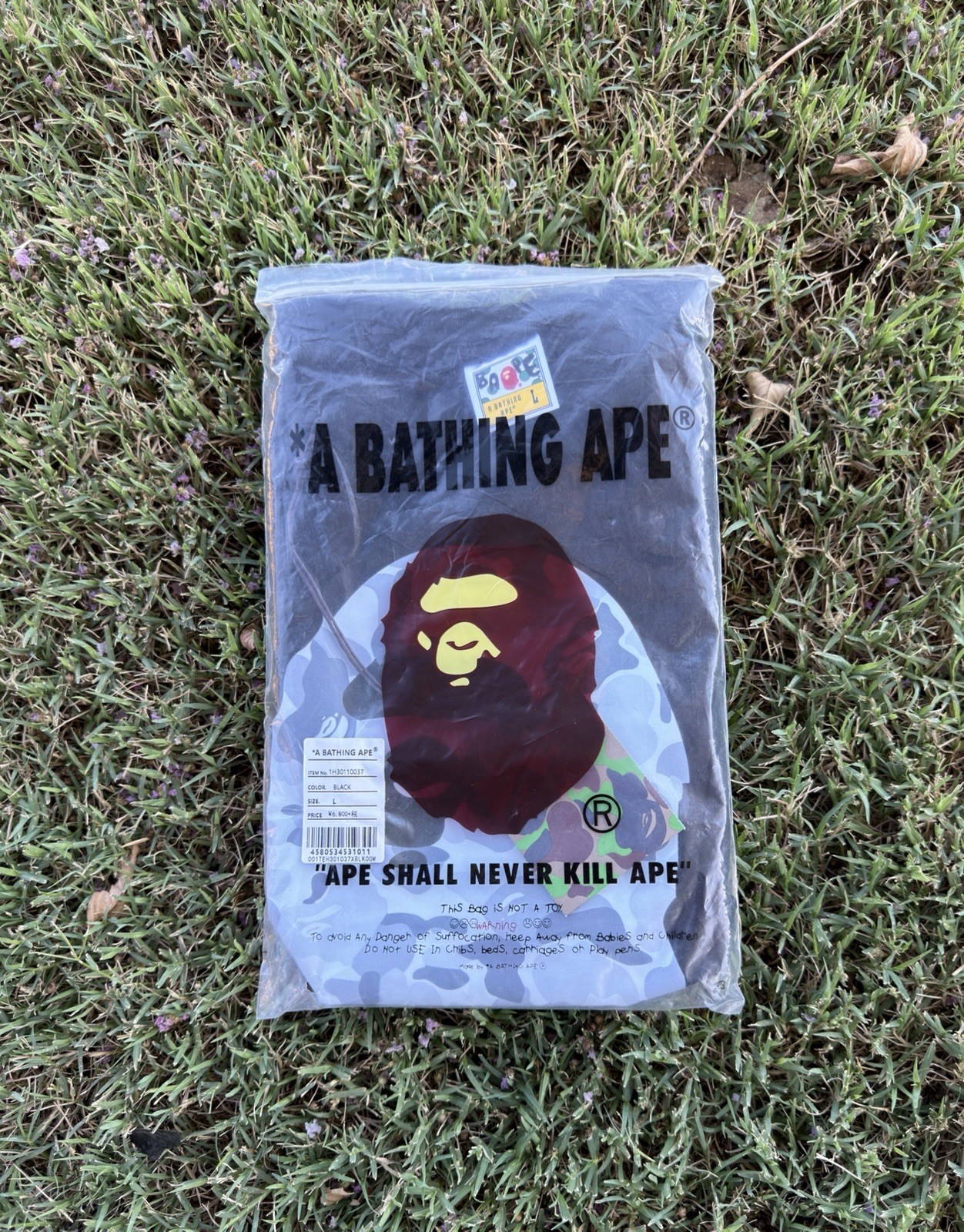 Black & gray design bape tee