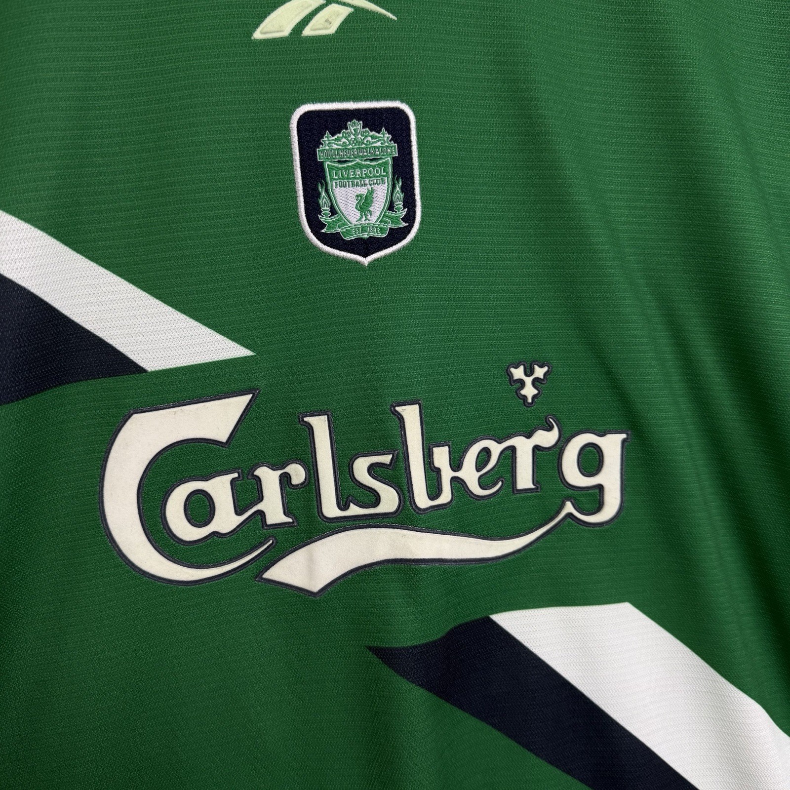 Vintage Liverpool Reebok Mens 1999/2000 Away Kit Jersey Green Size XL