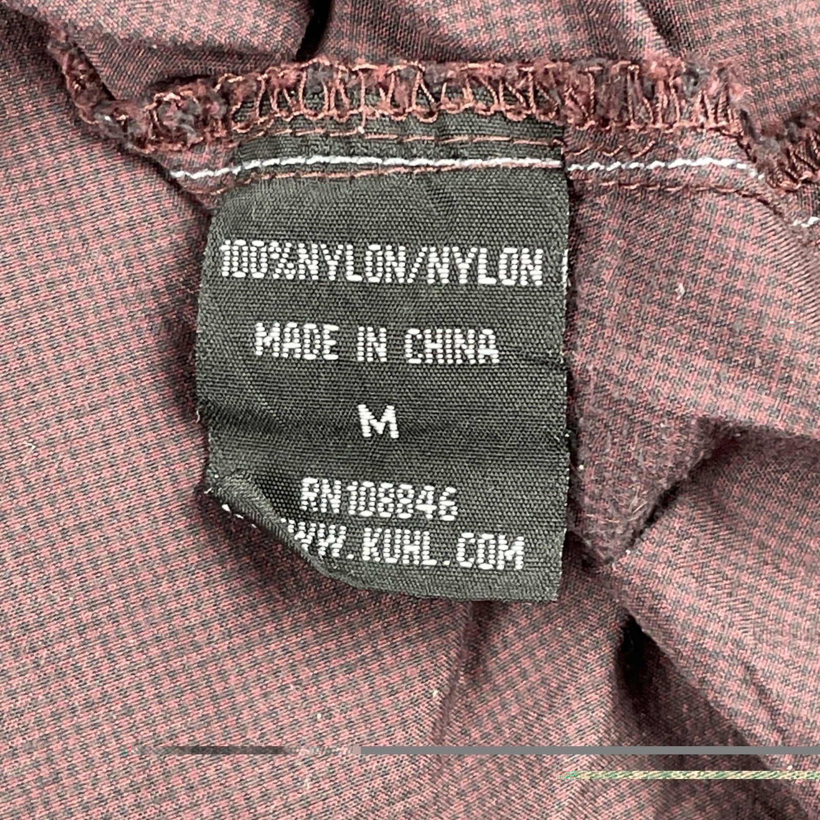 Kuhl Outdoors Button Up Pocket Adventure Shirt Micro Plaid Nylon Medium Maroon