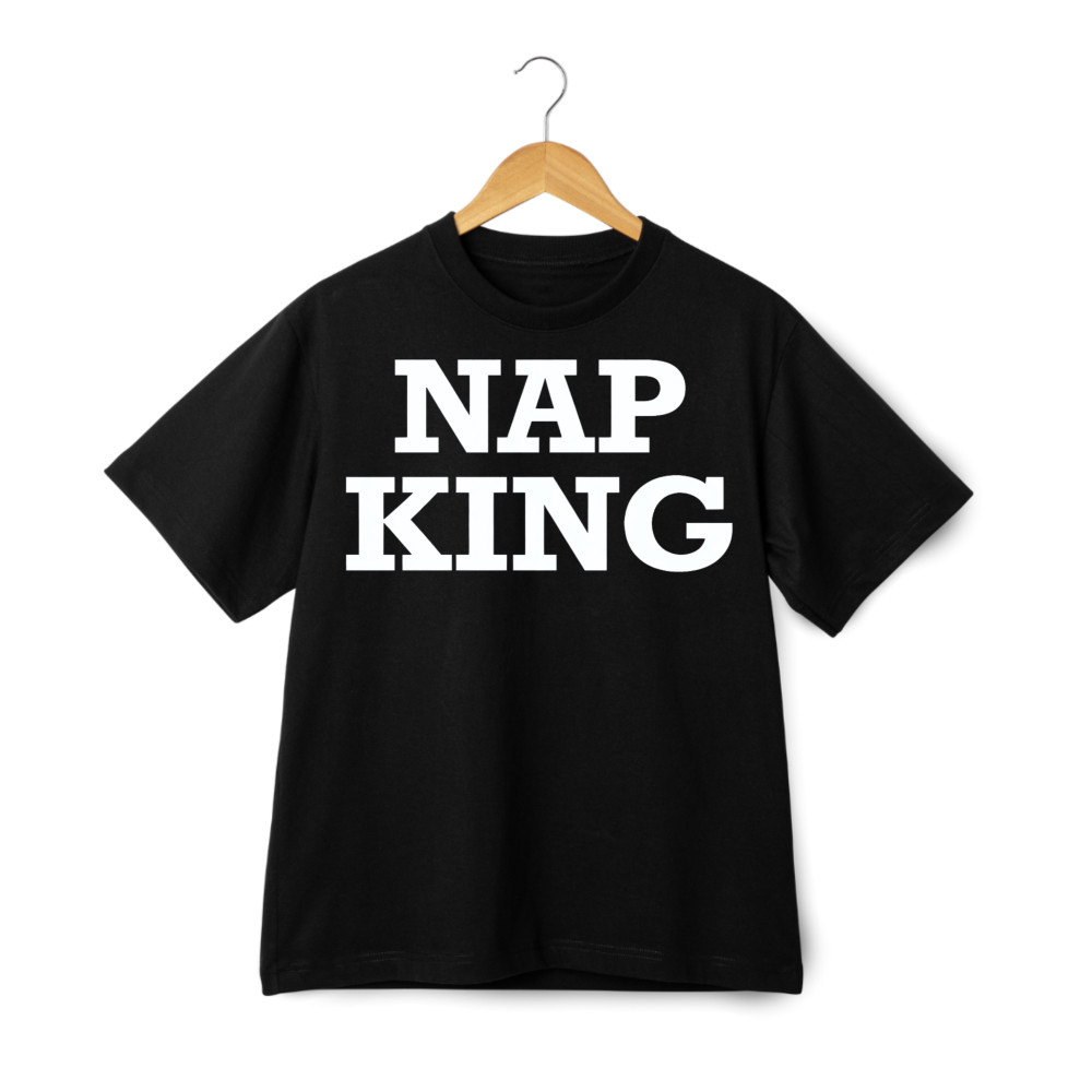 Nap King Sleepy Head Graphic Print T-Shirt Lazy Humor Casual Daily Tee