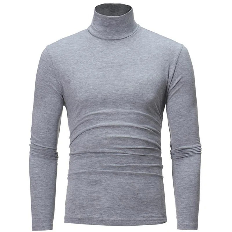 Mens Turtleneck Basic Pullover Long Sleeve Jumper Top Casual Slim Fit T-Shirt**