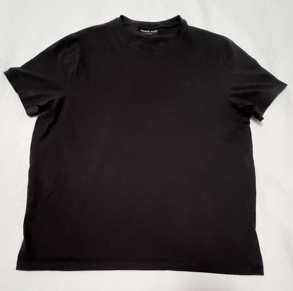 Michael Kors Crew Neck Logo Black 100% Cotton Casual Short Sleeve Sz L