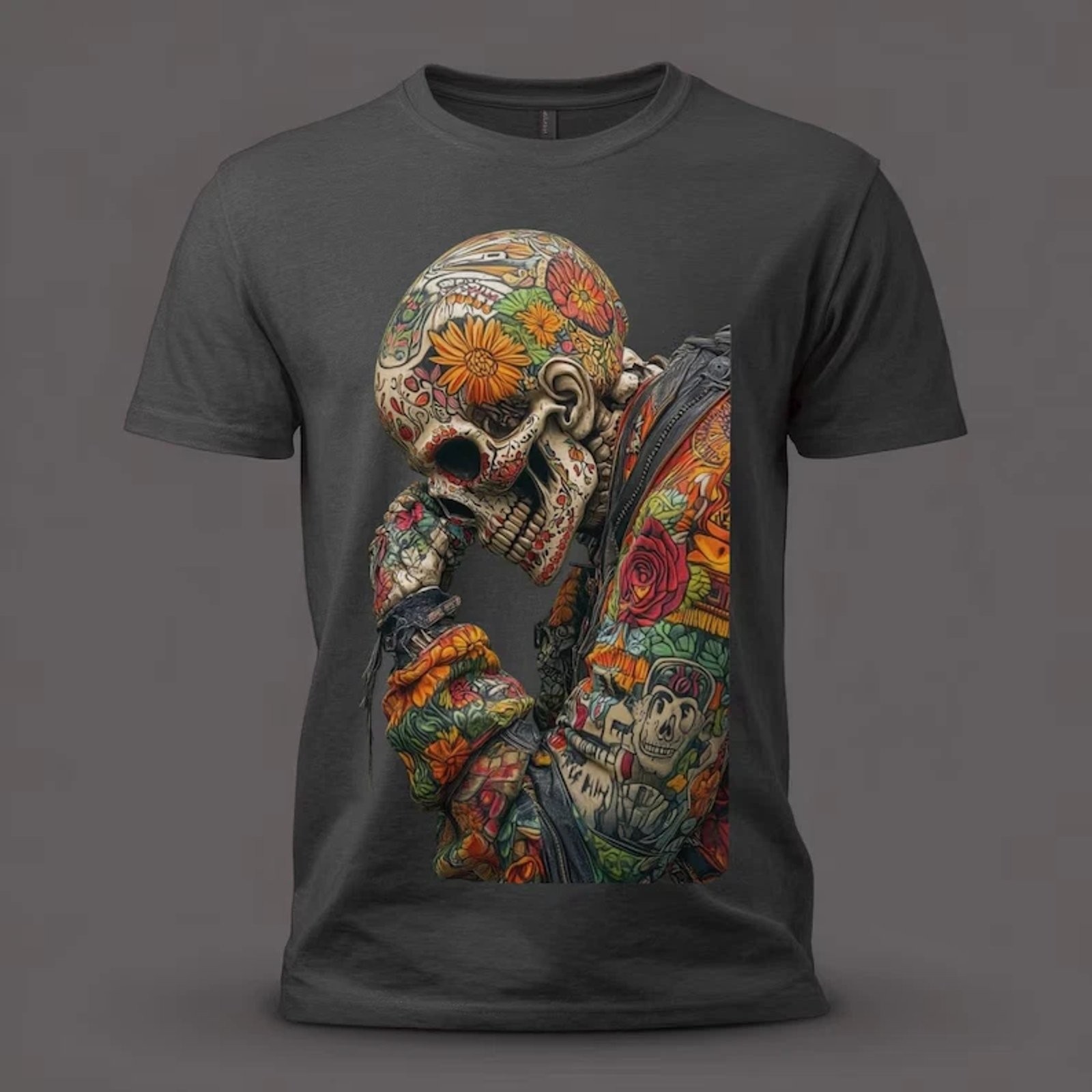 Floral Skull tee,Skull tshirt,Floral Skeleton tshirt,Gift For Her