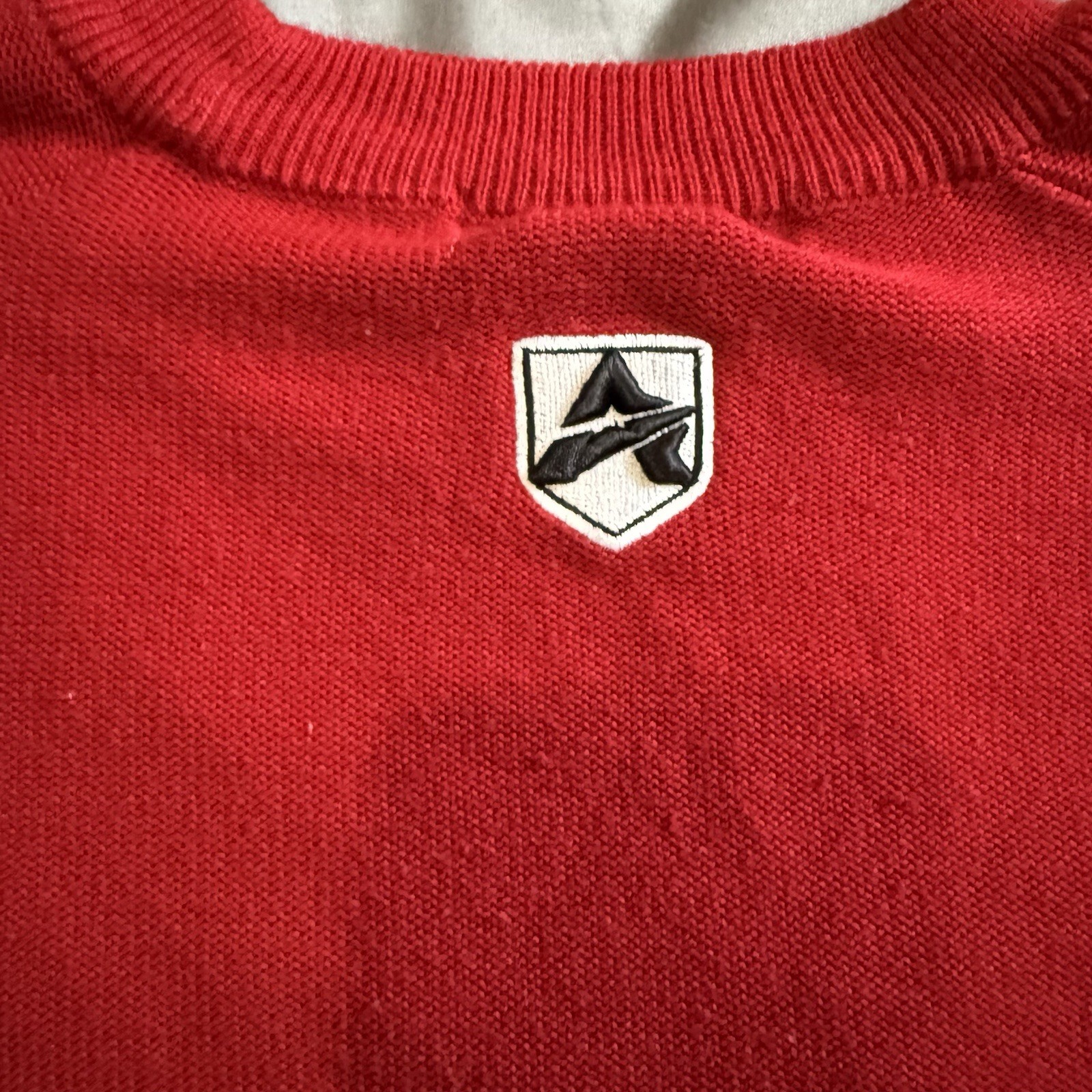Avirex LTD Red Argyle Stripe Acrylic Knit Shirt Large Y2K Hip Hop Streetwear