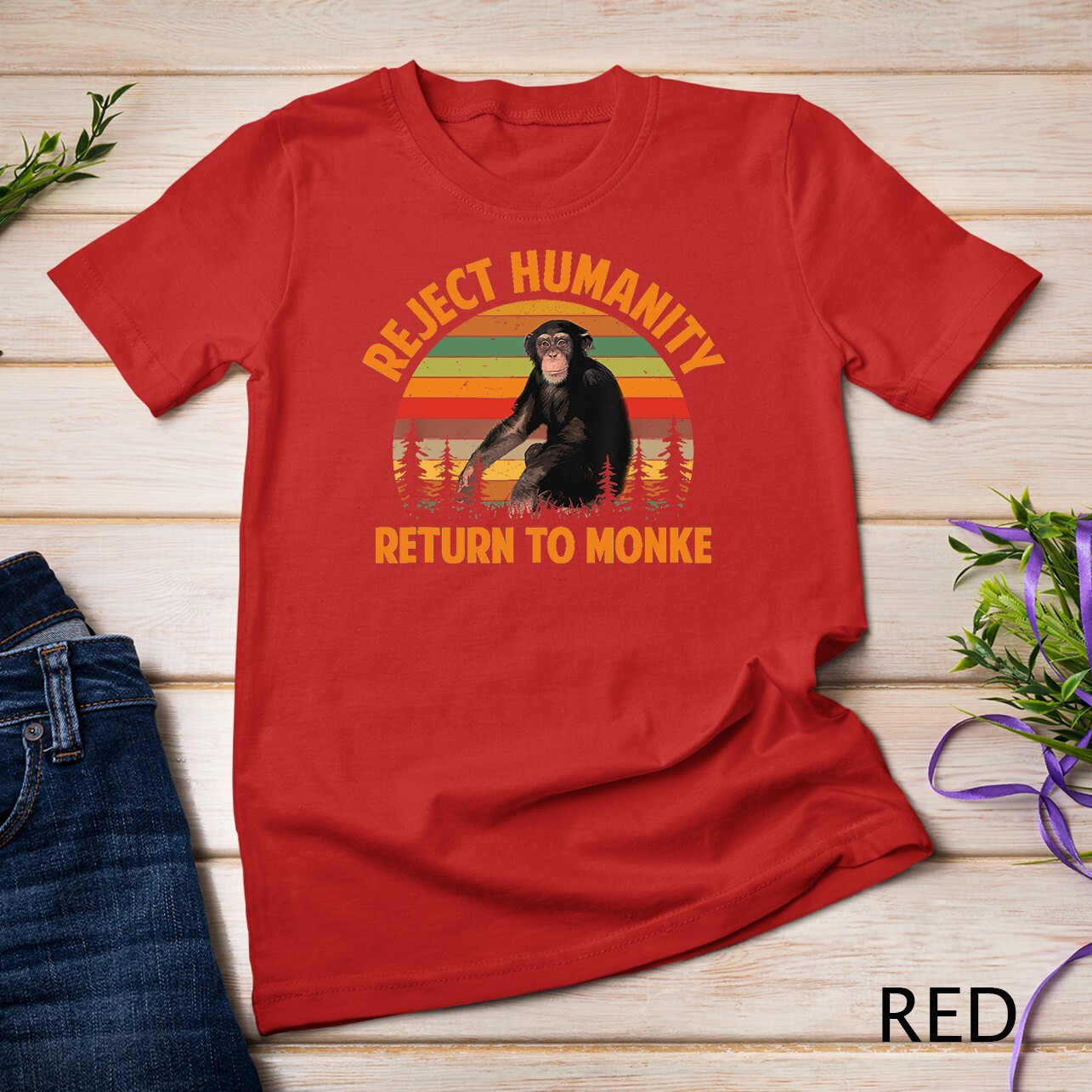 Funny Reject Humanity Return to Monke Meme Monkey Evolution Unisex T-shirt