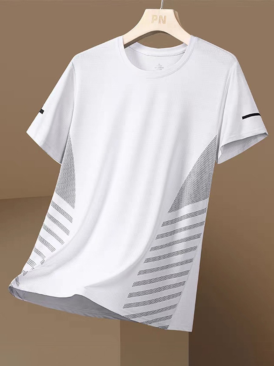 Breathable Men’s Ice Silk Mesh T-shirt Round Neck Short Sleeve Fashion Style