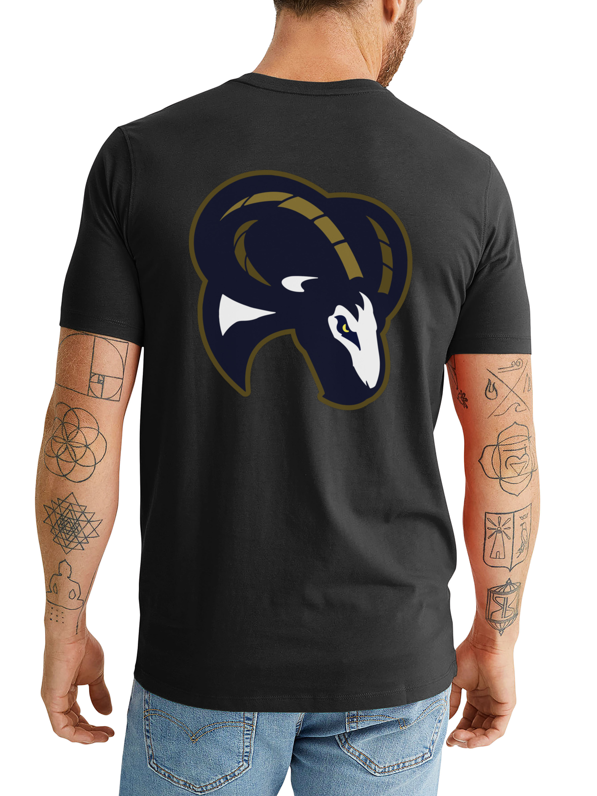 Mens Digital Logo Print Ram Sports Logo Short Sleeve T Shirt