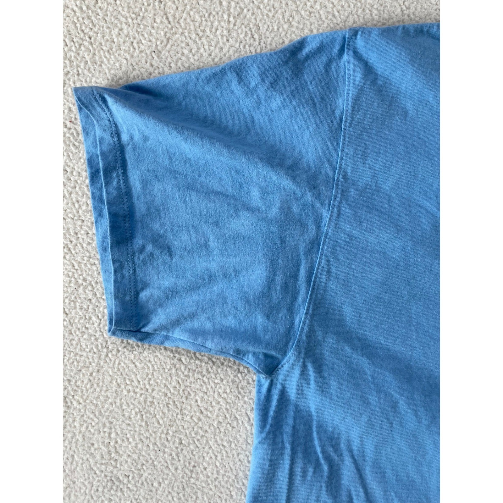 Champion Mens Large T-Shirt Light Blue Embroidered Logo Short Sleeve Tee