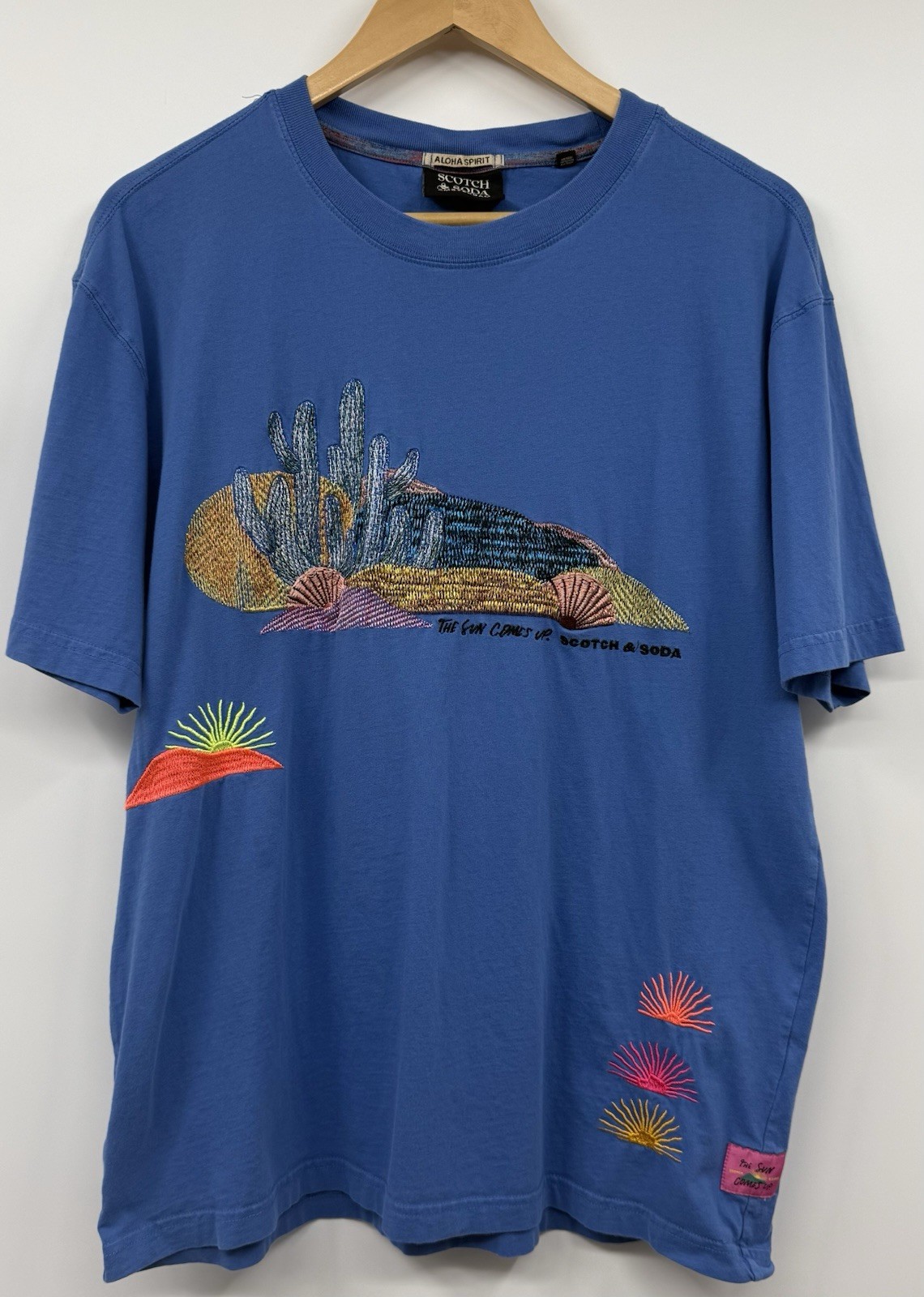 Scotch & Soda x Abel Macias Embroidered T-Shirt Cotton Men LG “The Sun Comes Up”