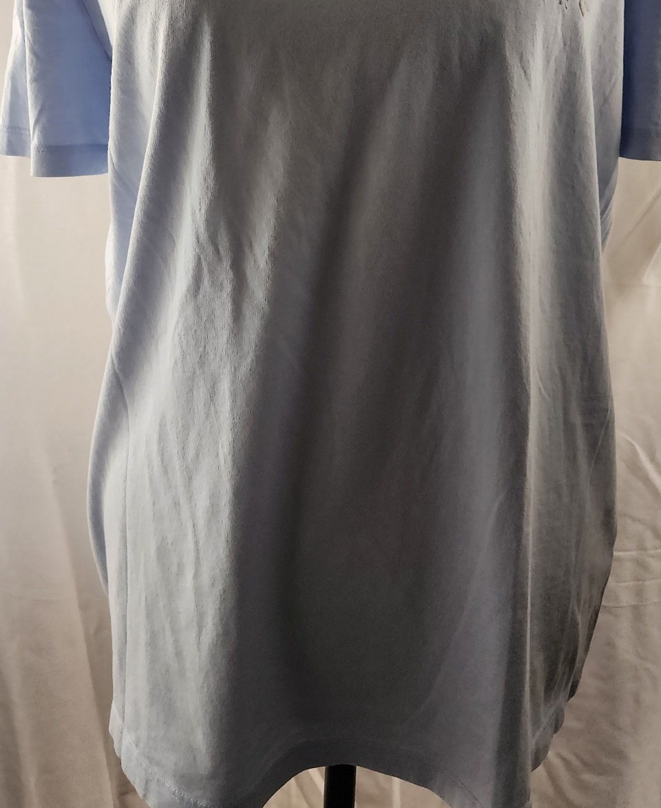 Express Light Blue Pima Cotton Floral Print T-Shirt Large