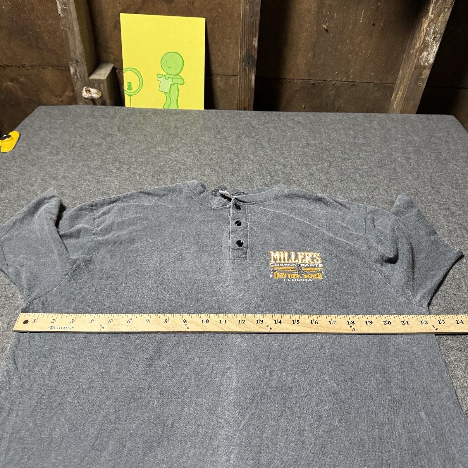 VTG 90s Millers Custom Parts Henley Biker Shirt Mens XL Fader Grunge