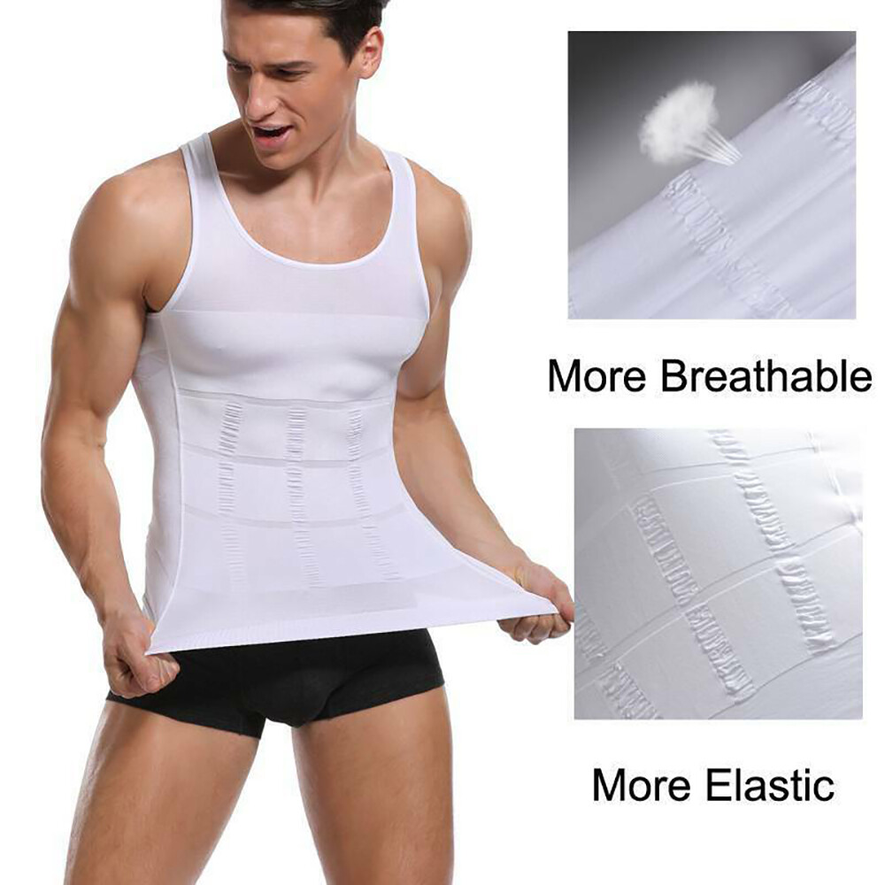 Men’s Shaper Cooling T-Shirt Compression Tummy Vest Underwear Slimming Tank Tops