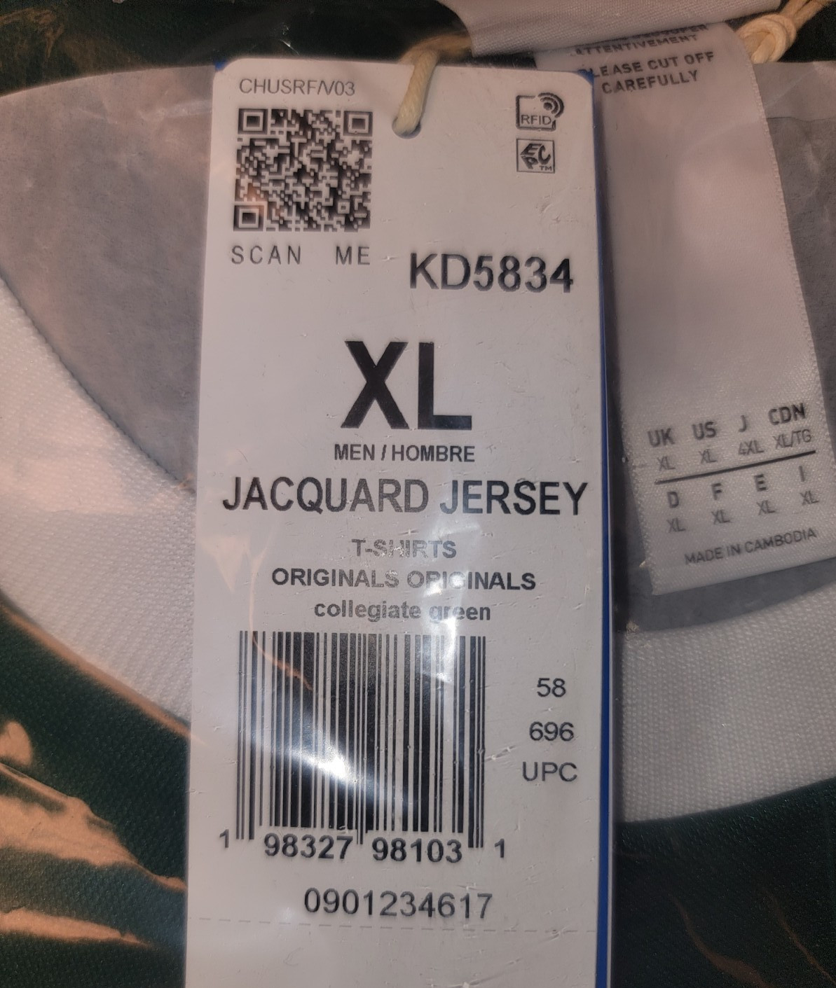 NEW MEN’S ADIDAS ORIGINALS TREFOIL JACQUARD SHIRT ~SIZE XL #KD5834 GREEN
